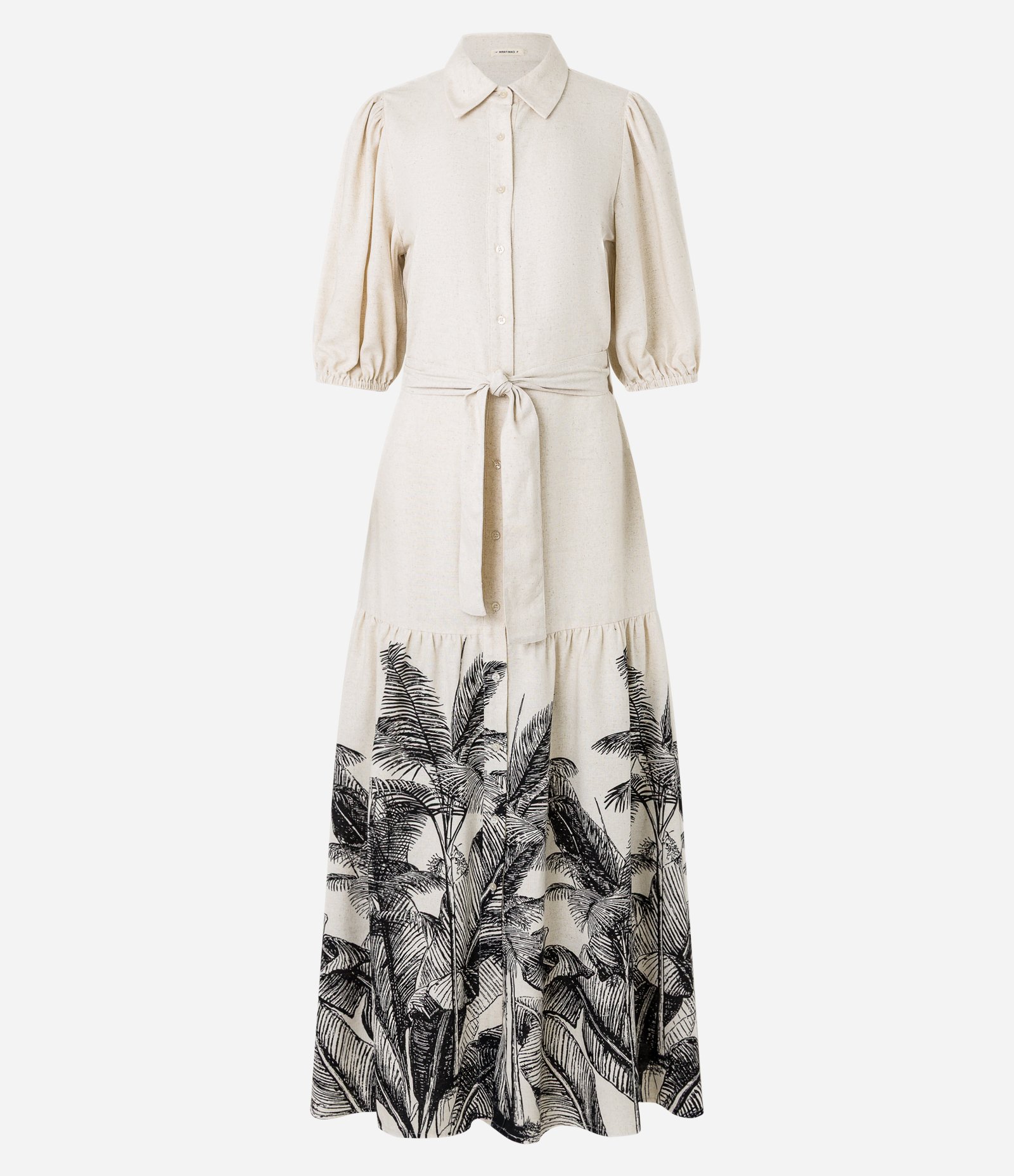 Vestido Chemise em Viscolinho com Estampa Coqueiros Bege 5