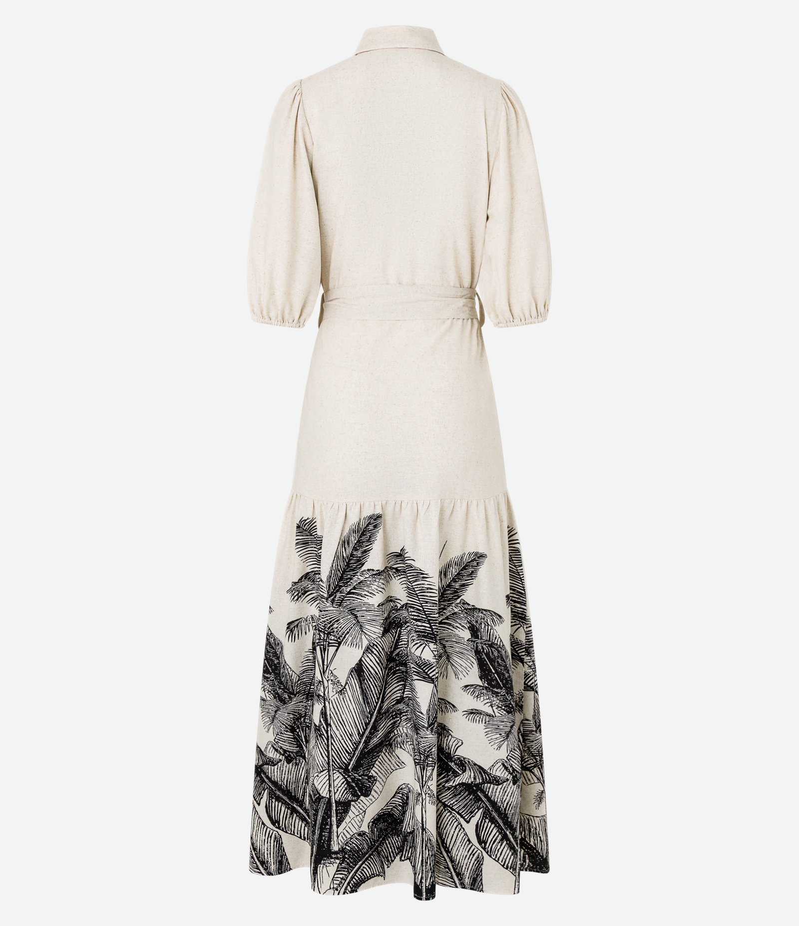 Vestido Chemise em Viscolinho com Estampa Coqueiros Bege 6