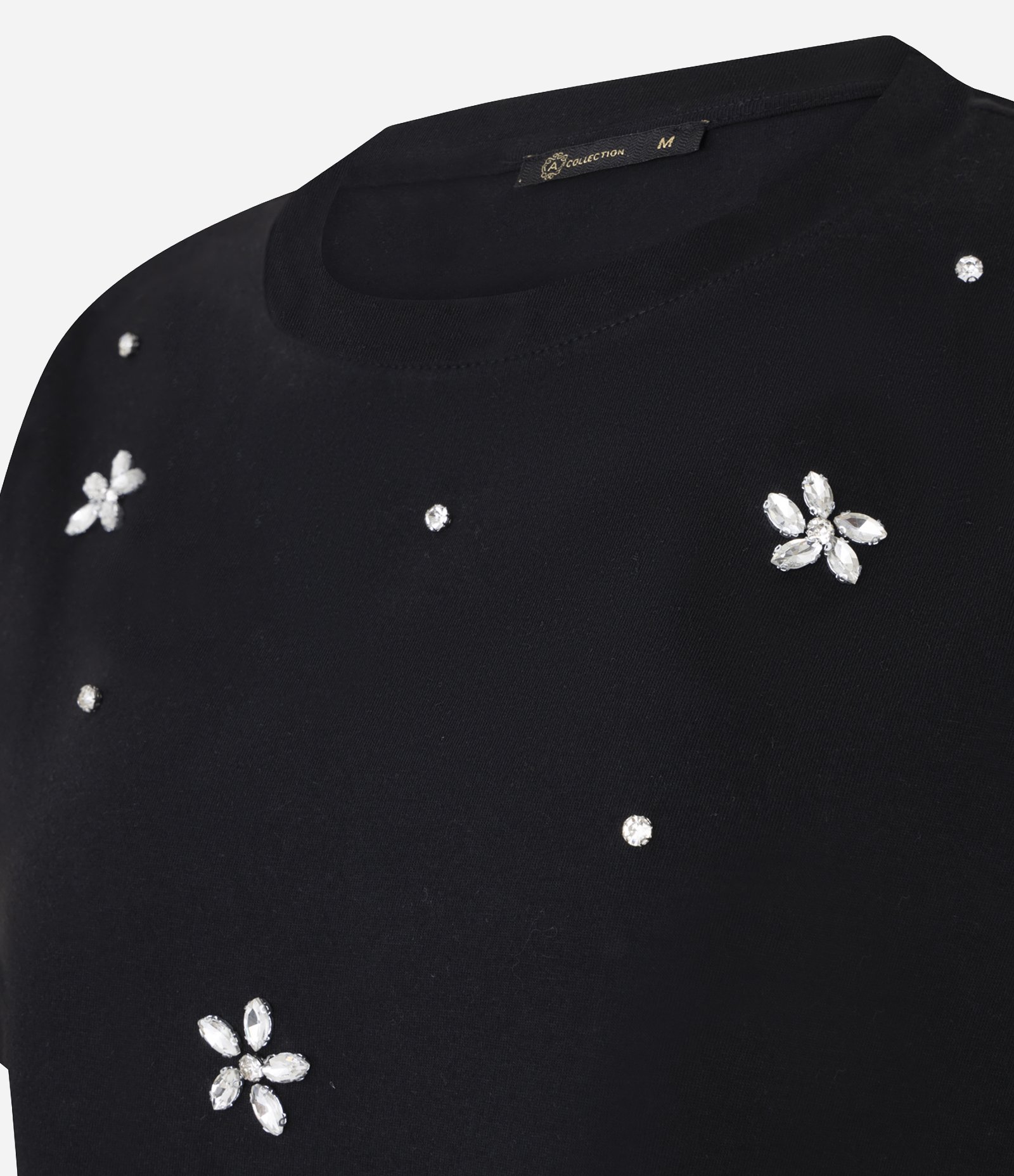 Blusa em Algodão com Flores de Strass Preto 6