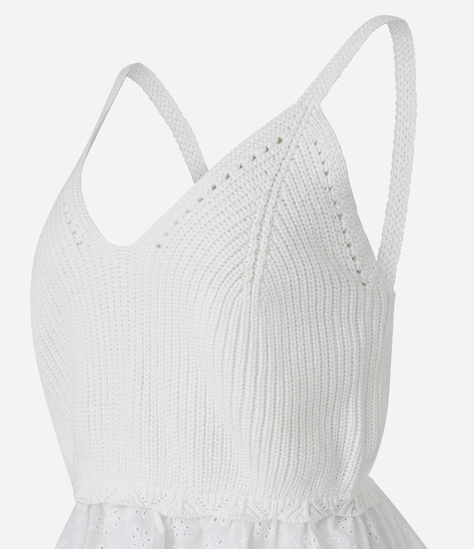 Blusa em Tricô com Alças e Babados Branco 8