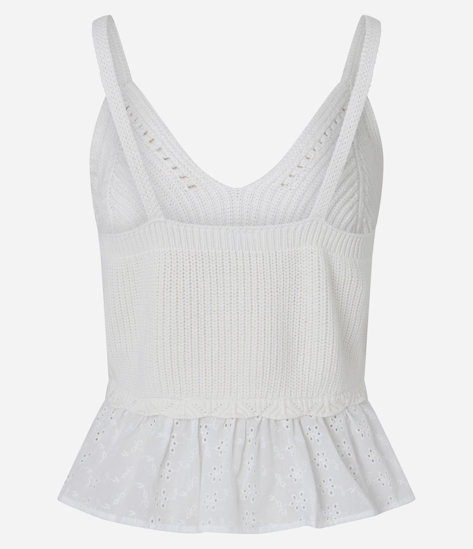 Blusa em Tricô com Alças e Babados Branco 9