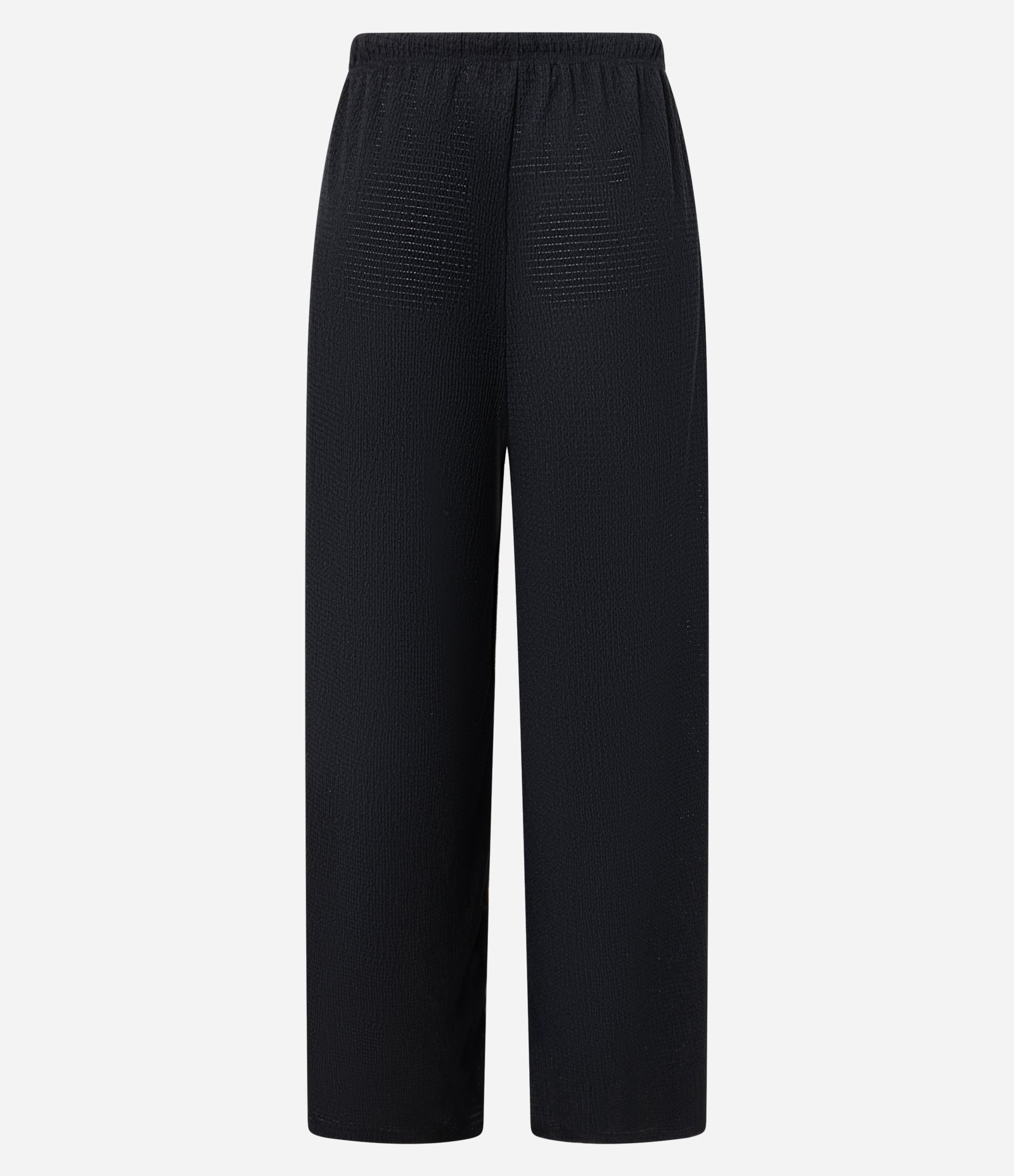 Calça Reta Texturizada com Amarração no Cós Preto 6