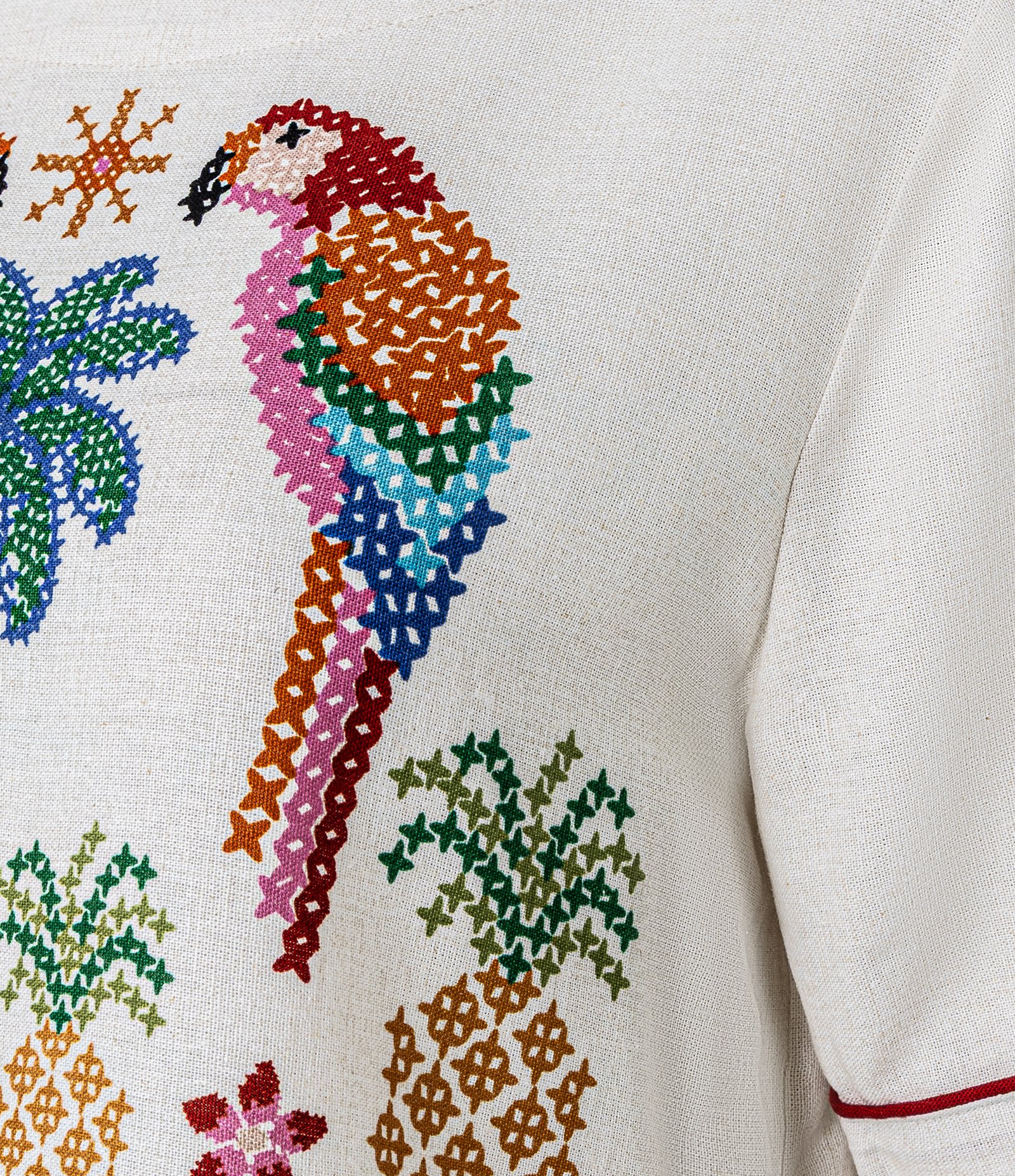 Camiseta Boxy em Viscolinho com Estampa Araras Off White 6