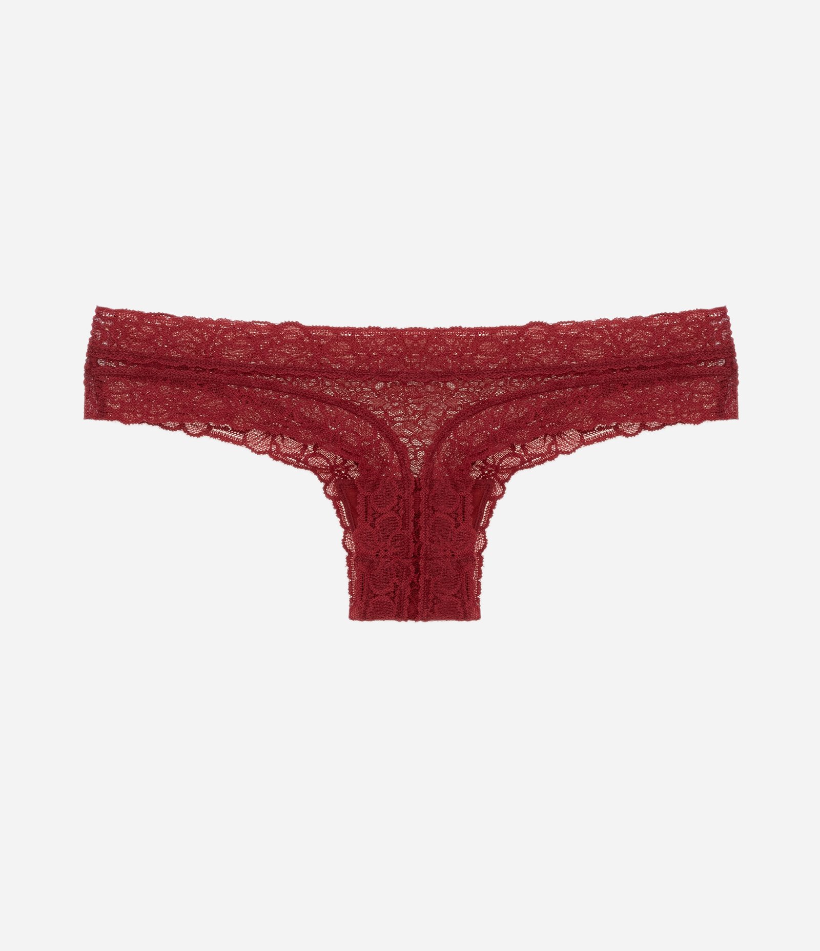 Calcinha Biquíni Fio em Renda Floral Vermelho 2
