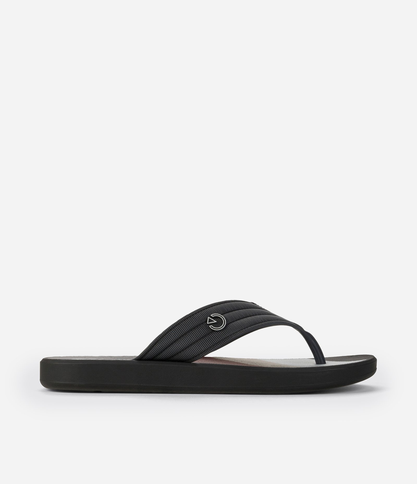 Chinelo de Tiras Largas com Texturas Pespontas e Estampa Vermelho/Cinza/Branco/Bege 3