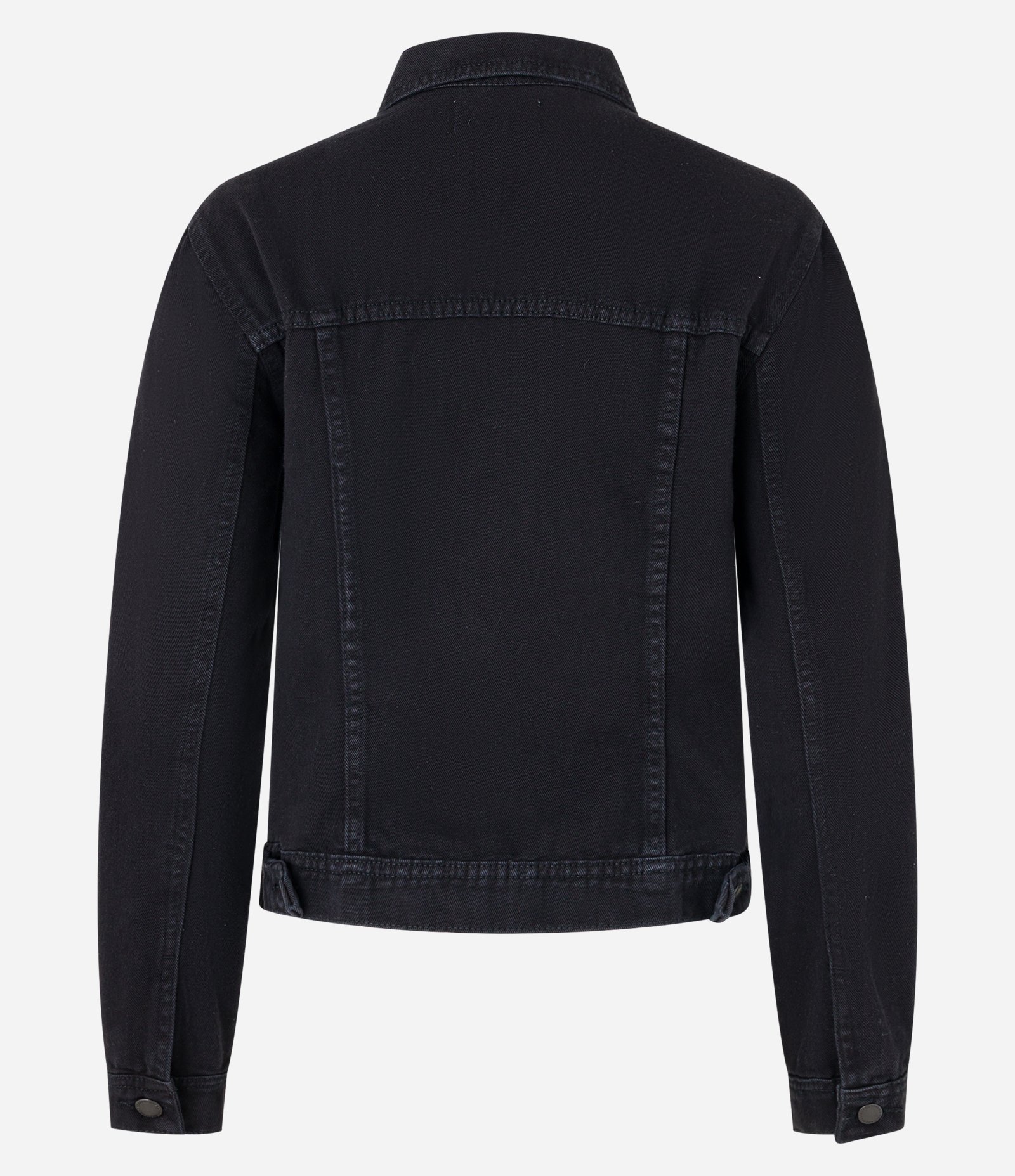 Jaqueta Trucker Básica em Sarja com Botões Preto 2