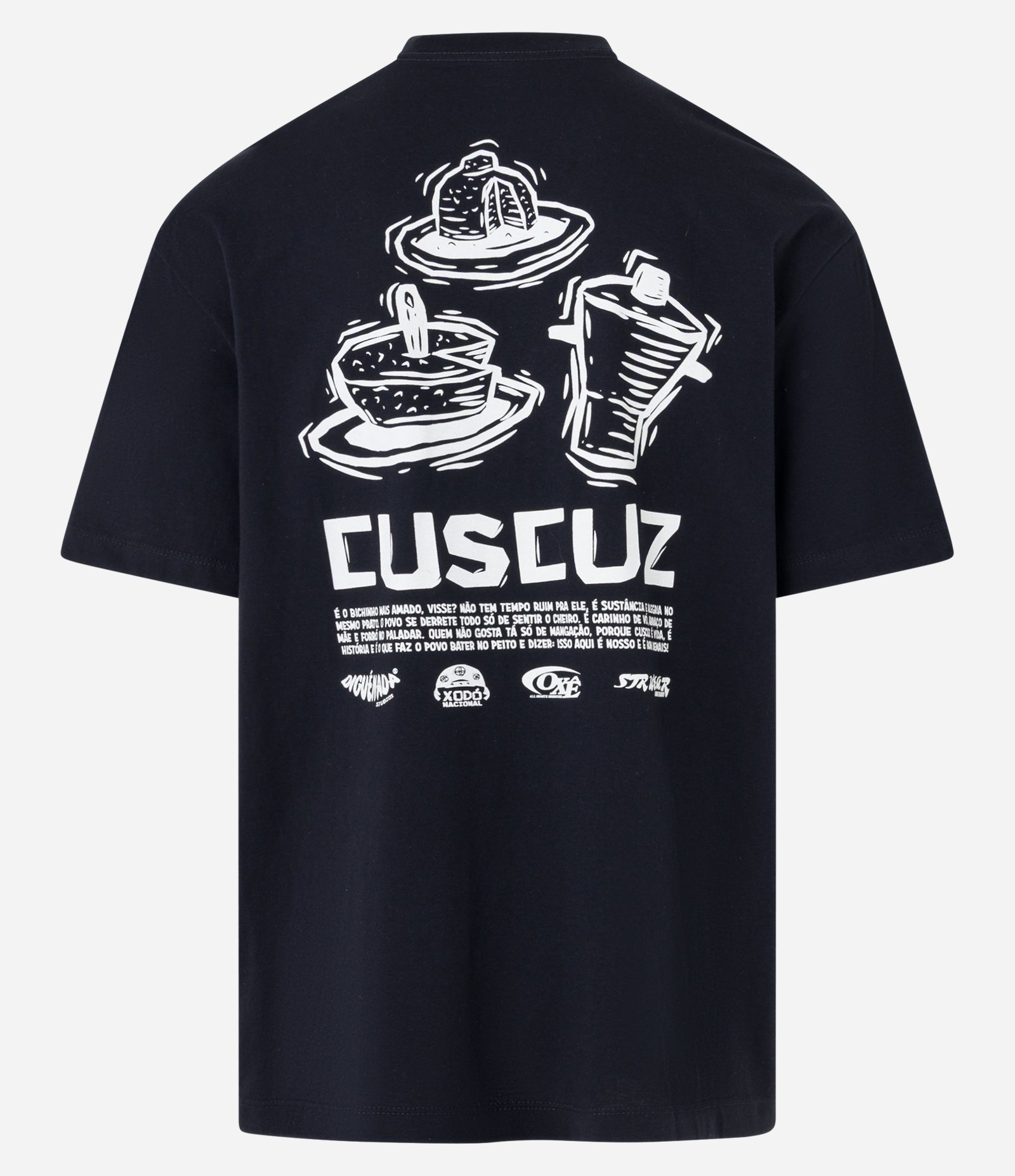 Camiseta Relaxed em Algodão com Estampa Cuscuz Preto 5
