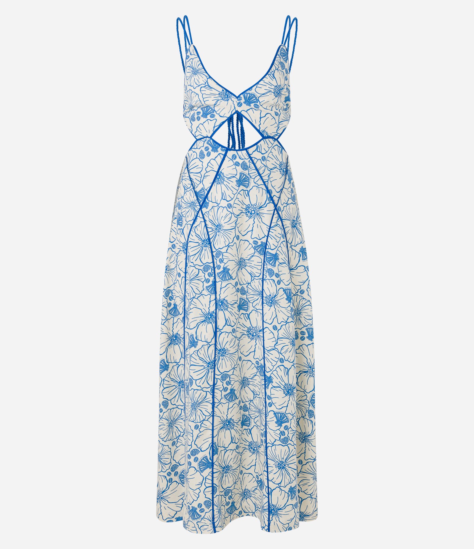 Vestido New Midi em Viscolinho com Recorte Vazado e Estampa Floral Bege 6