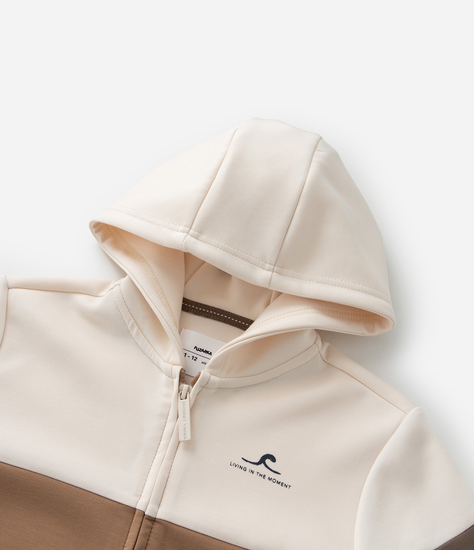 Jaqueta Infantil em Techfleece com Recortes e Bolsos - Tam 5 a 14 Anos Marrom/Bege 7