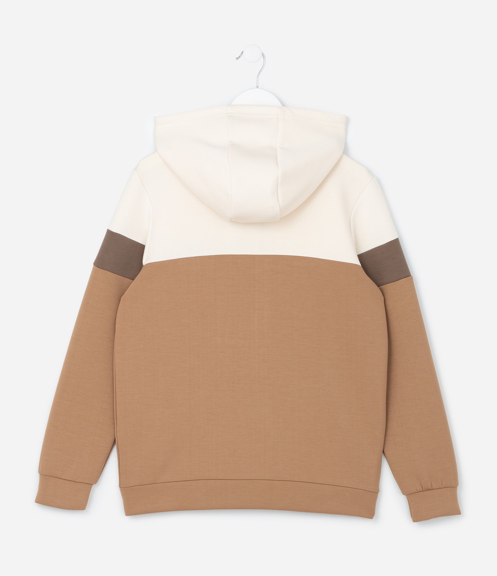 Jaqueta Infantil em Techfleece com Recortes e Bolsos - Tam 5 a 14 Anos Marrom/Bege 2