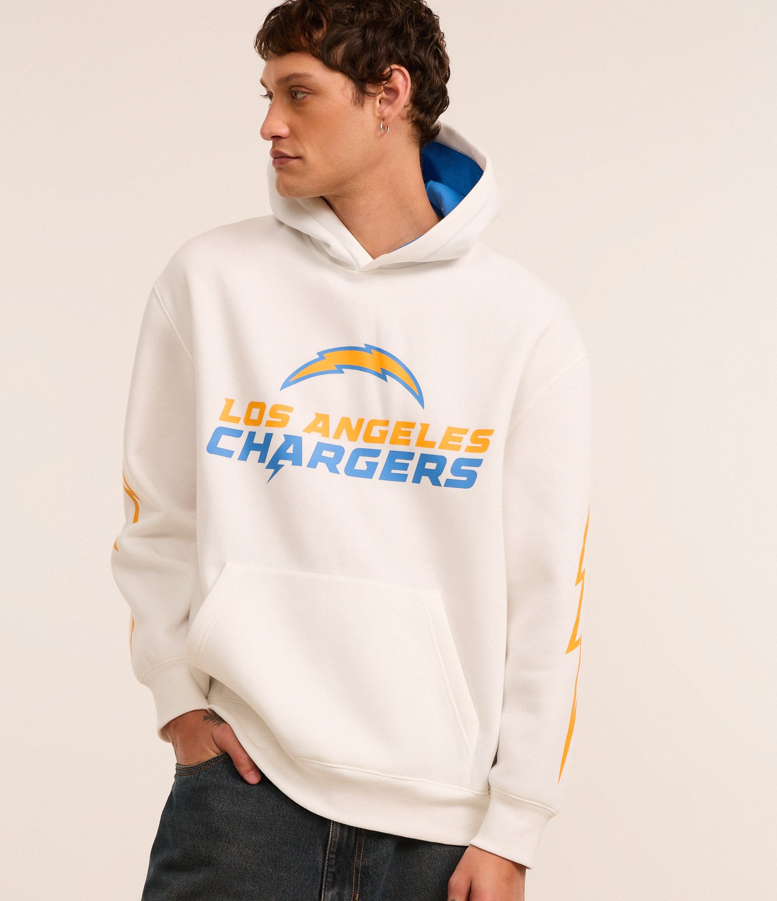 Casaco Relaxed em Fleece com Felpa e Estampa Lettering Los Angeles Changers Branco 1