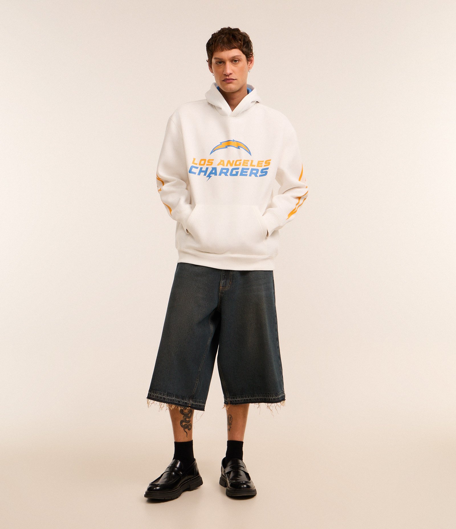Casaco Relaxed em Fleece com Felpa e Estampa Lettering Los Angeles Changers Branco 2