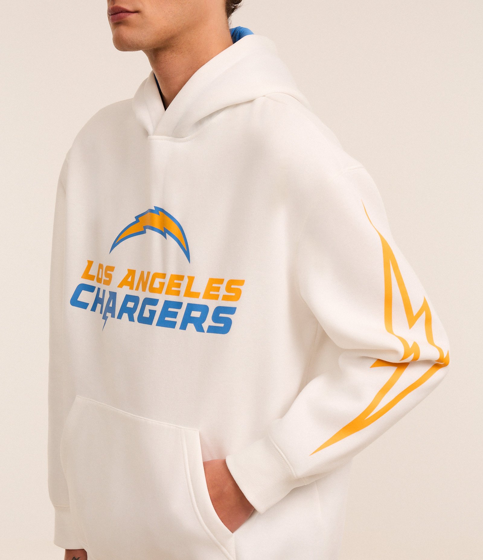 Casaco Relaxed em Fleece com Felpa e Estampa Lettering Los Angeles Changers Branco 4