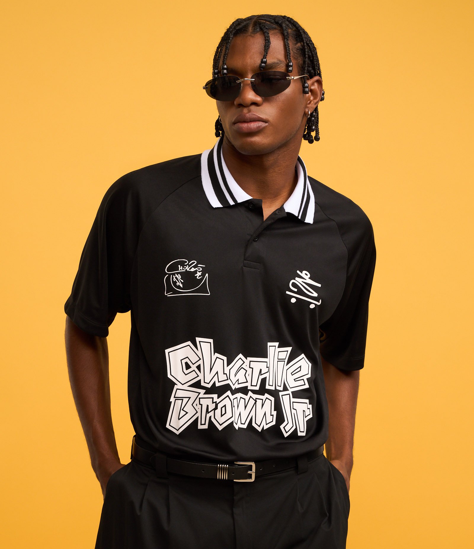 Camisa Polo Boxy com Estampa do Chalie Brown Jr Preto 5