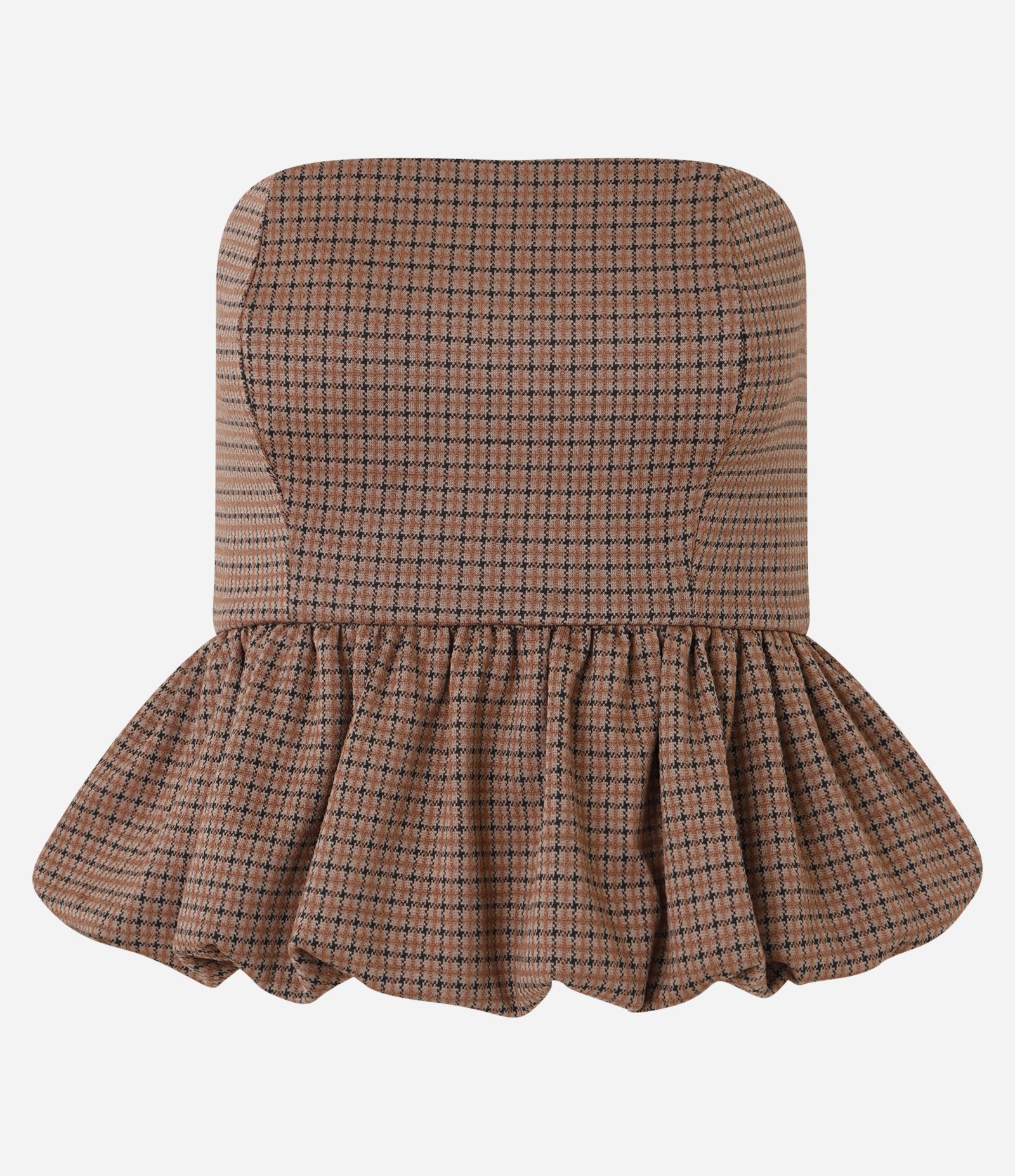 Blusa Balonê em Jacquard Xadrez Marrom 6