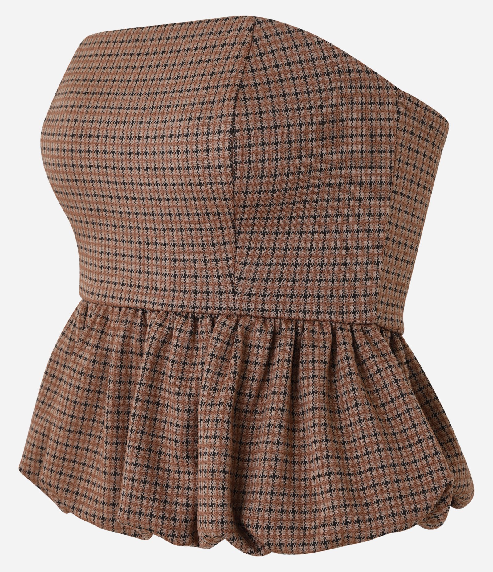 Blusa Balonê em Jacquard Xadrez Marrom 7