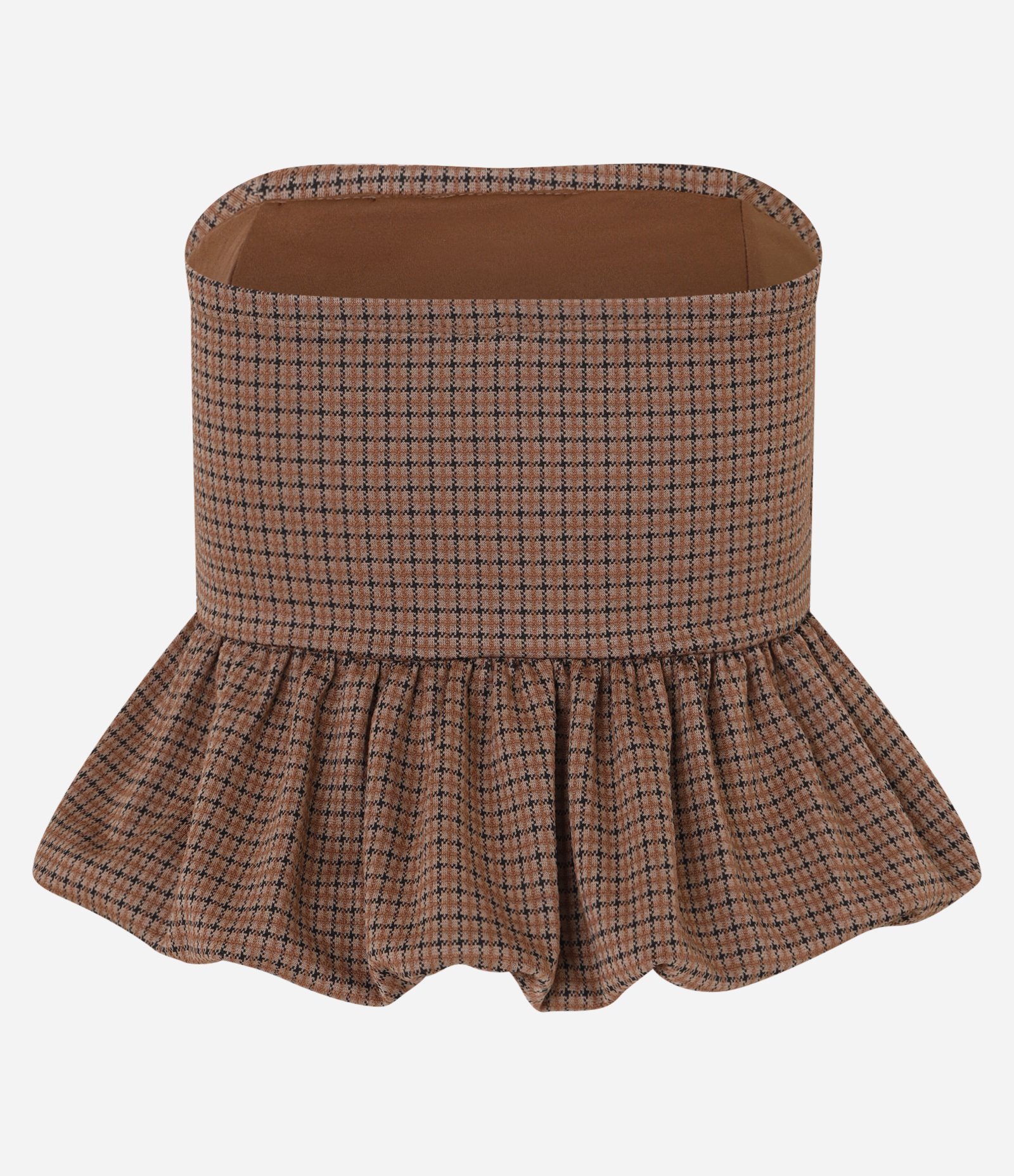 Blusa Balonê em Jacquard Xadrez Marrom 8