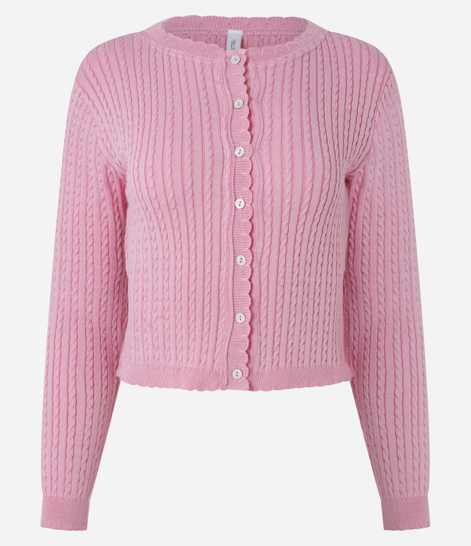 Cardigan Slim em Tricô com Mix de Pontos Rosa 6