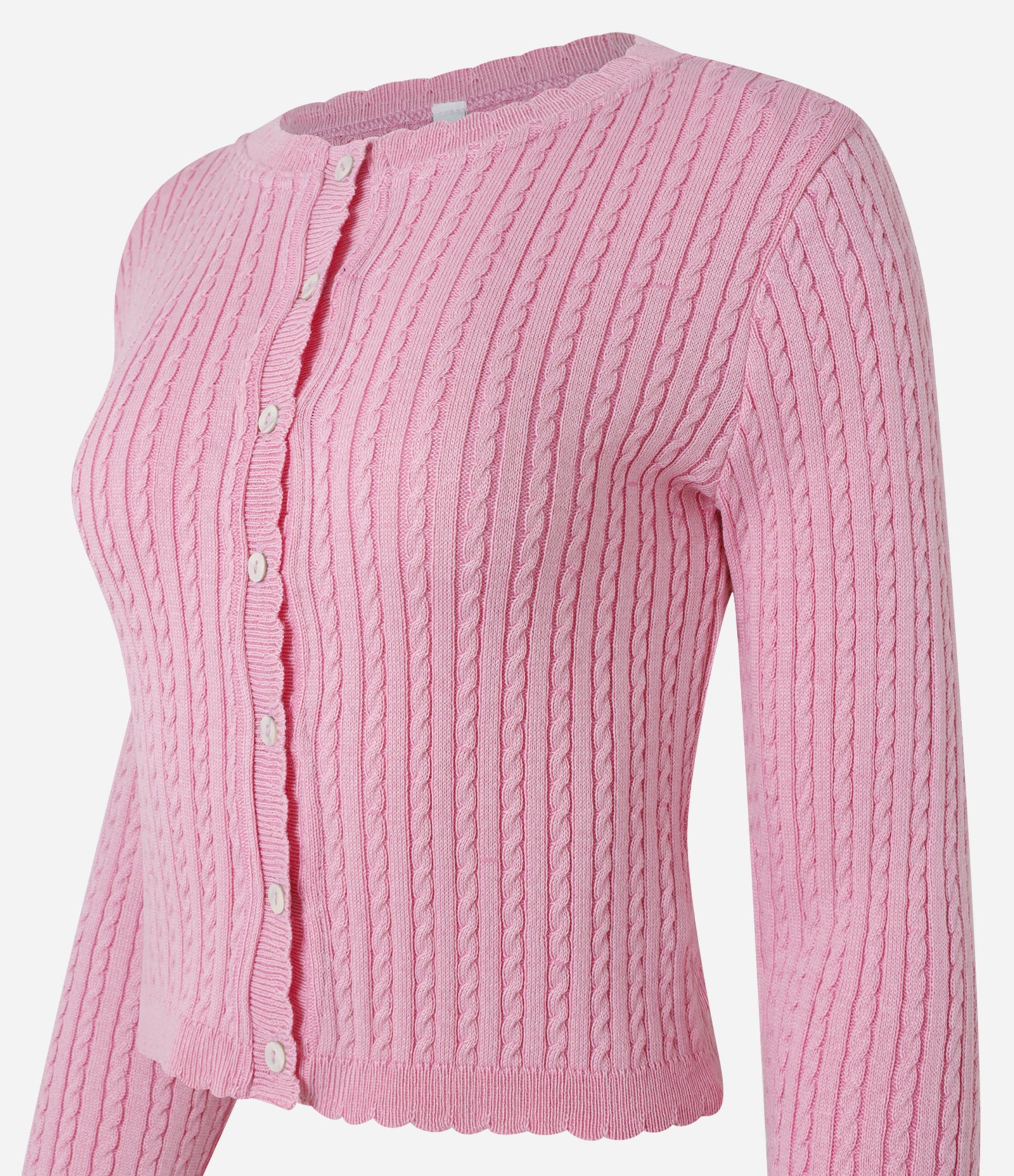 Cardigan Slim em Tricô com Mix de Pontos Rosa 7
