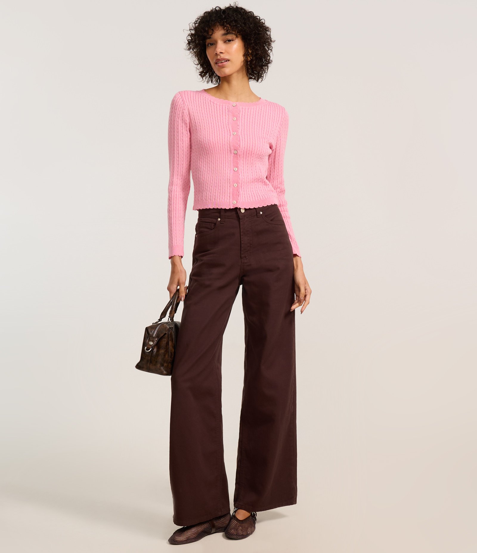 Cardigan Slim em Tricô com Mix de Pontos Rosa 2