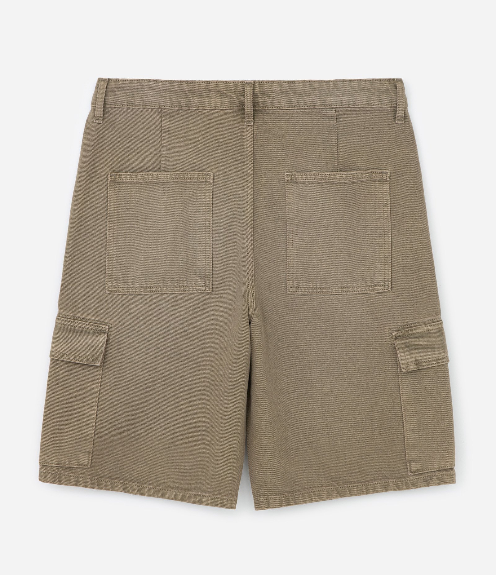 Bermuda Baggy em Sarja com Efeito Lavado e Bolso Cargo Verde 6