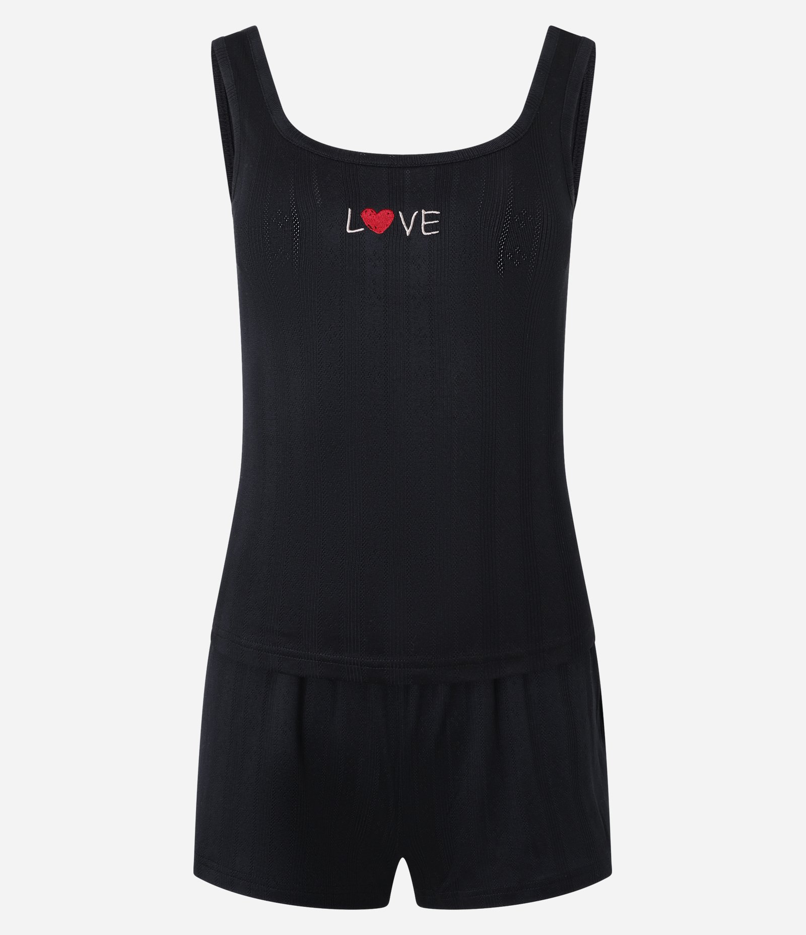 Pijama Short Doll com Bordado Love Preto 4