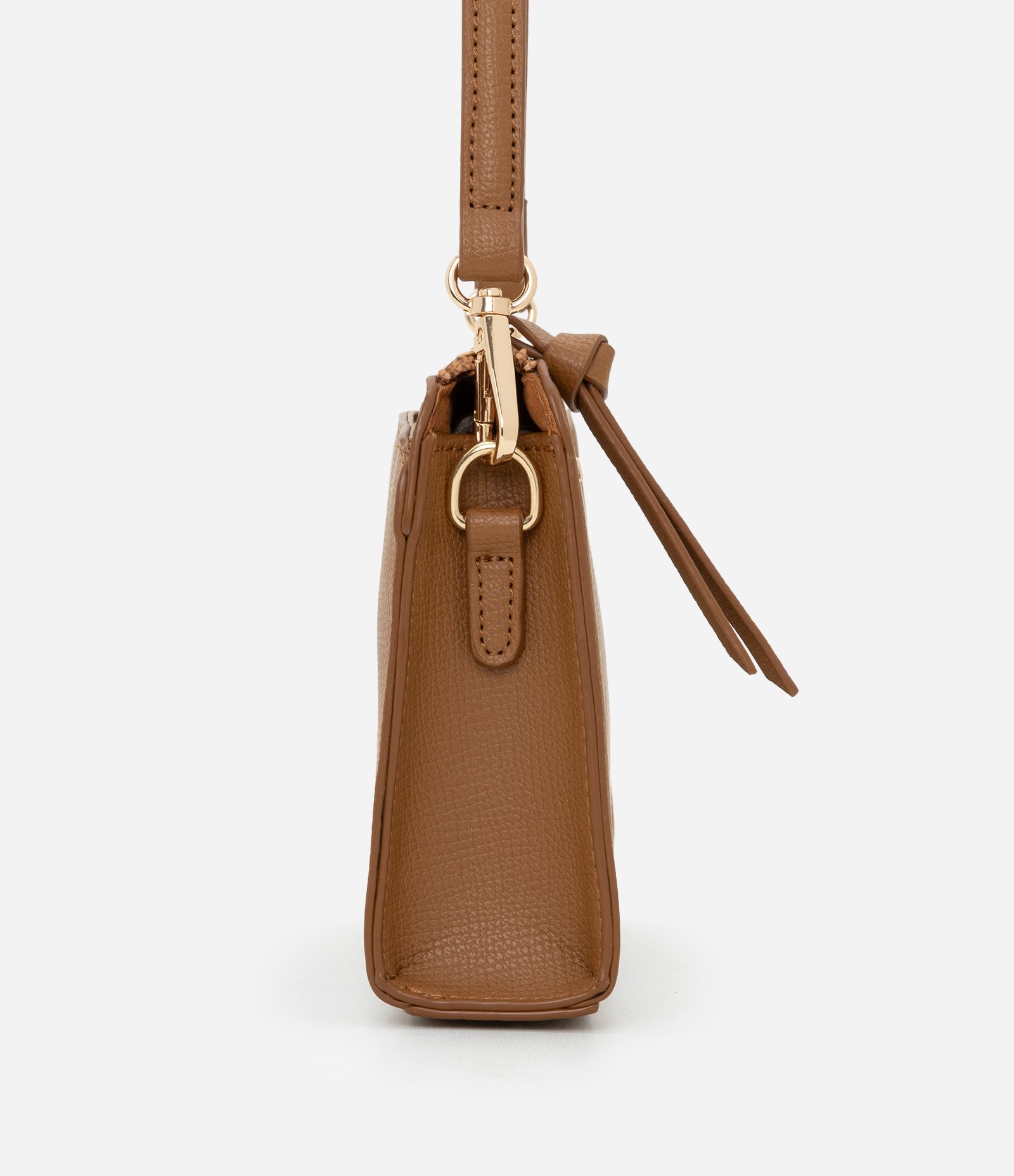 Bolsa Transversal Pequena com Detalhes em Metal Marrom 2