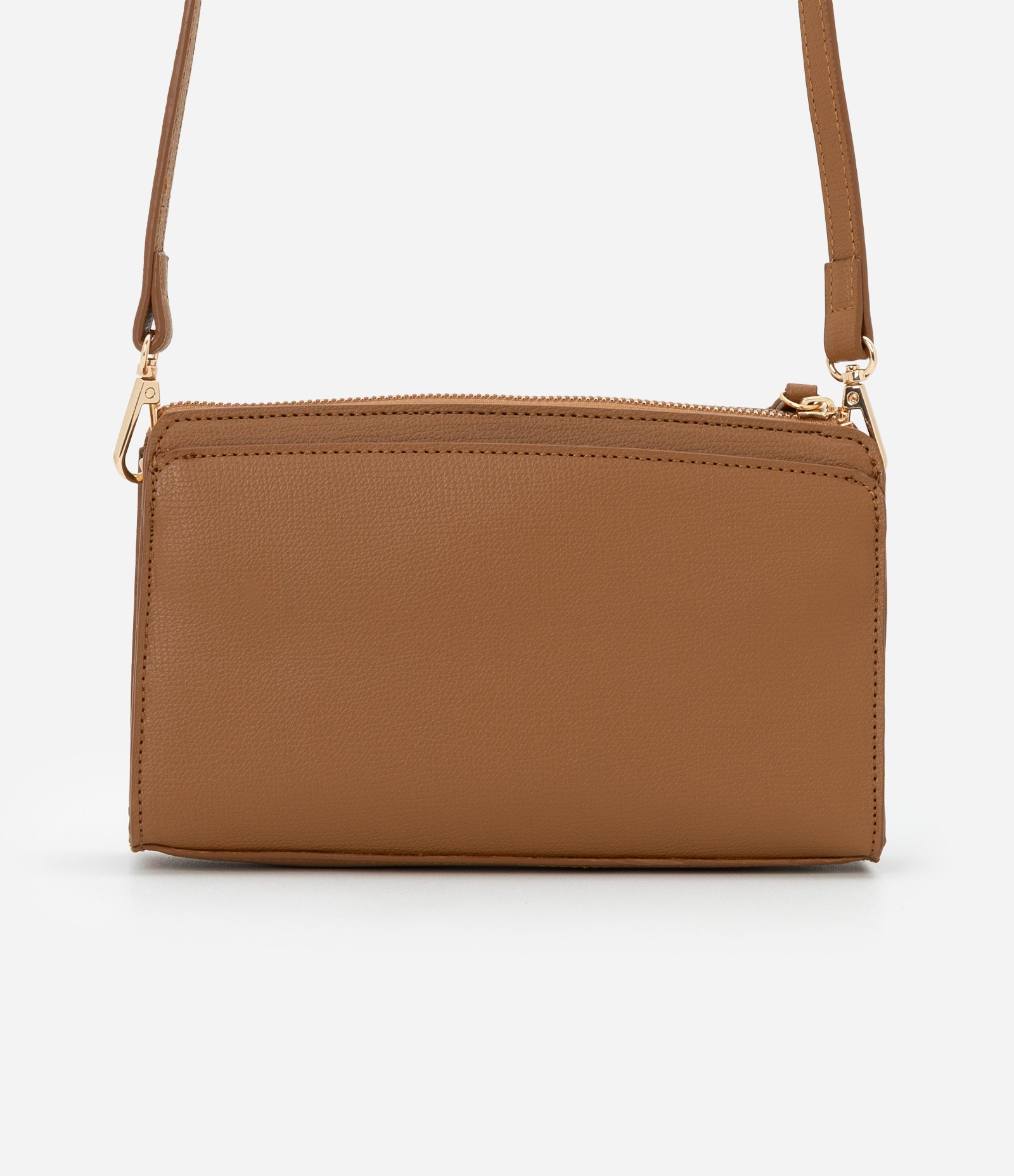 Bolsa Transversal Pequena com Detalhes em Metal Marrom 3