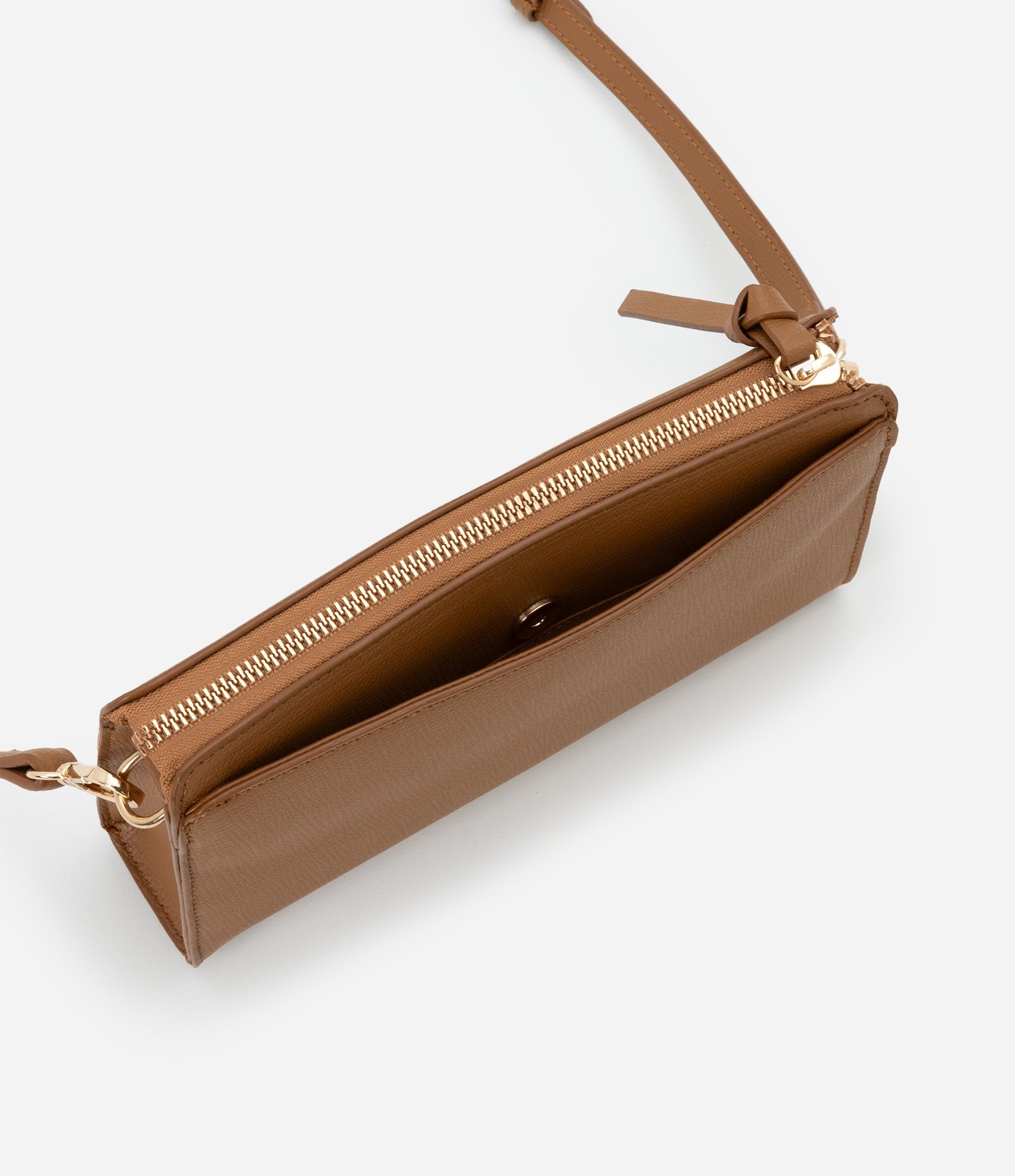 Bolsa Transversal Pequena com Detalhes em Metal Marrom 4