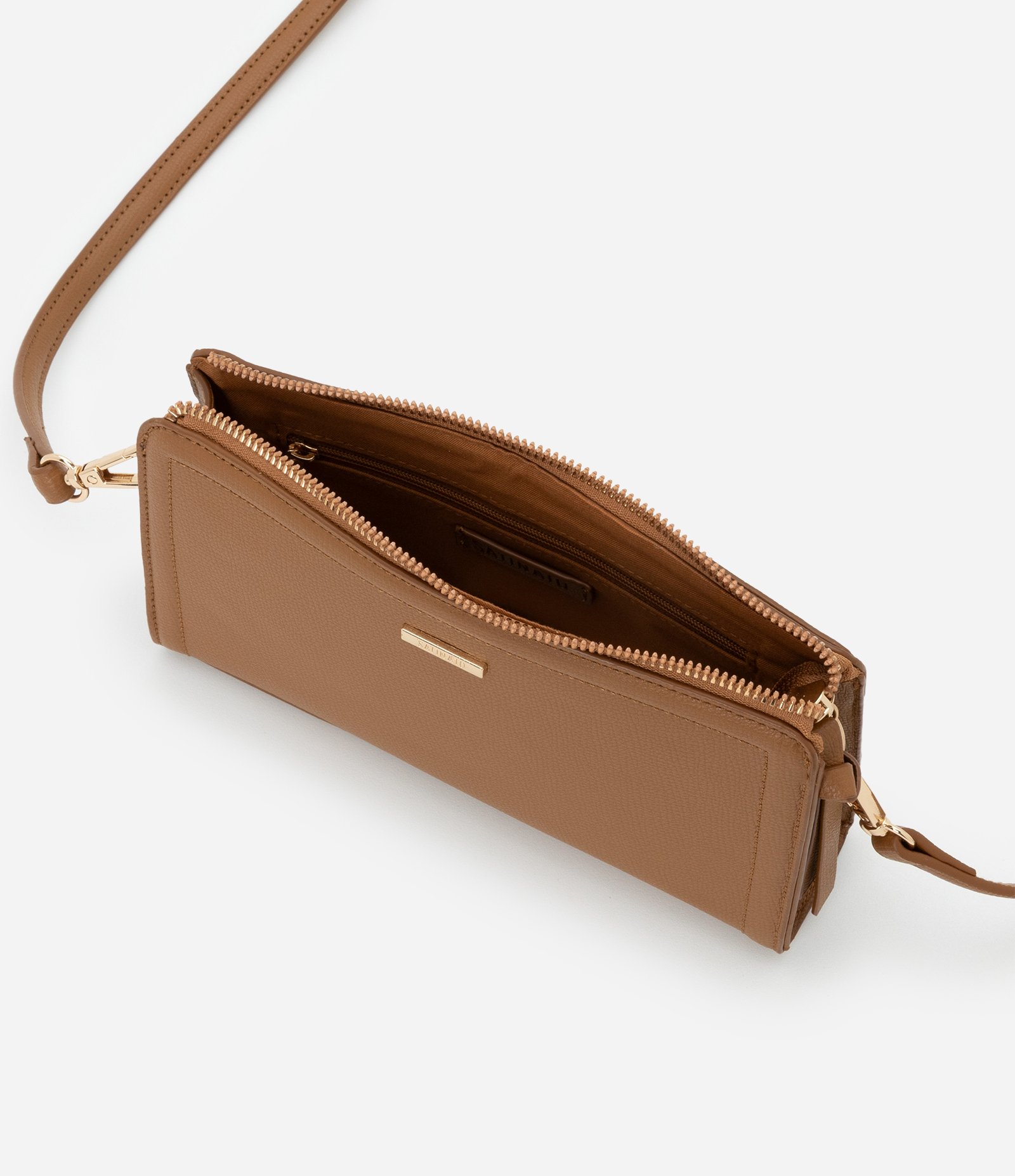 Bolsa Transversal Pequena com Detalhes em Metal Marrom 6