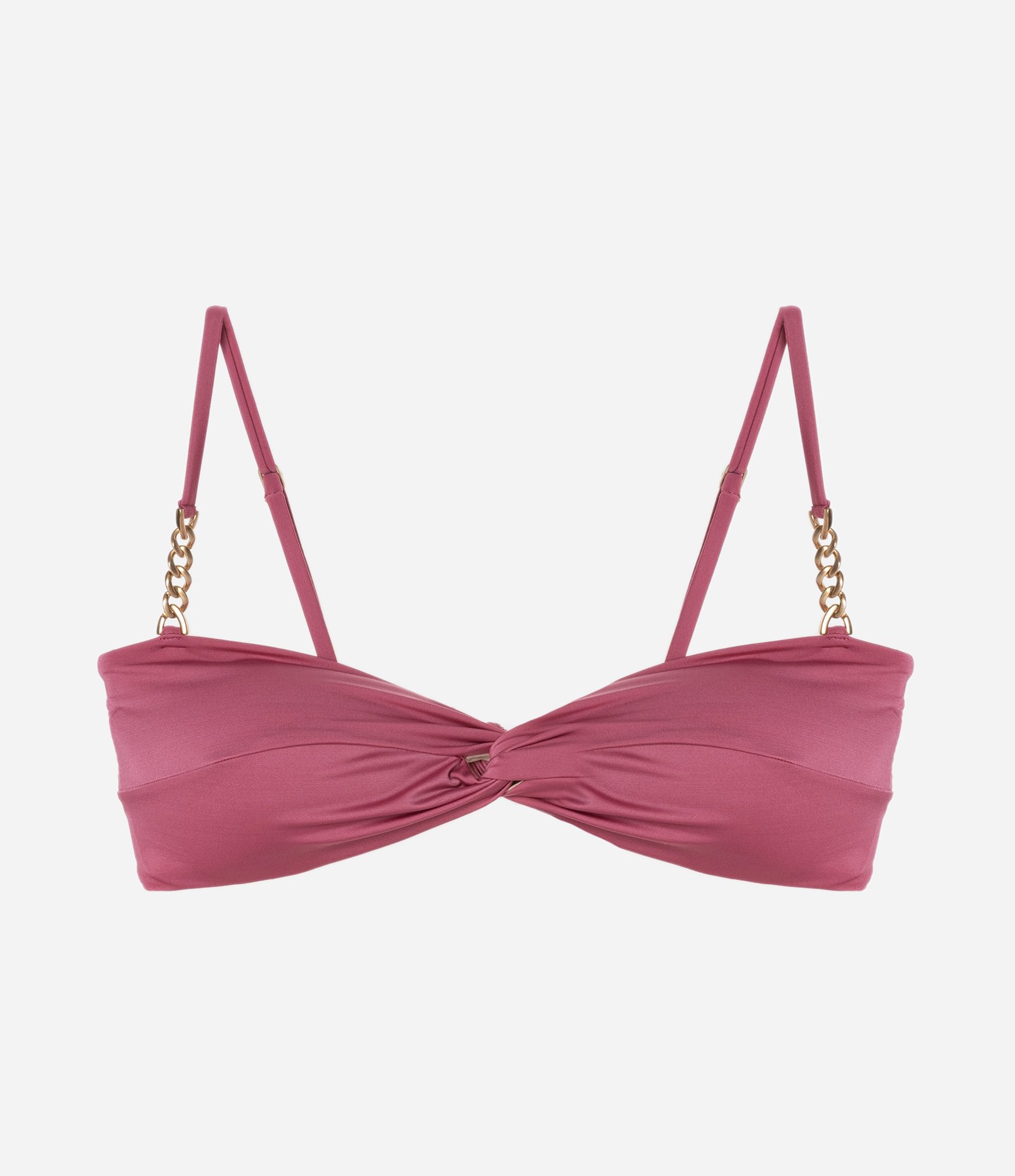 Biquini Top Bandeau em Microfibra com Bojo Removível e Alças Diferenciadas Rosa 5