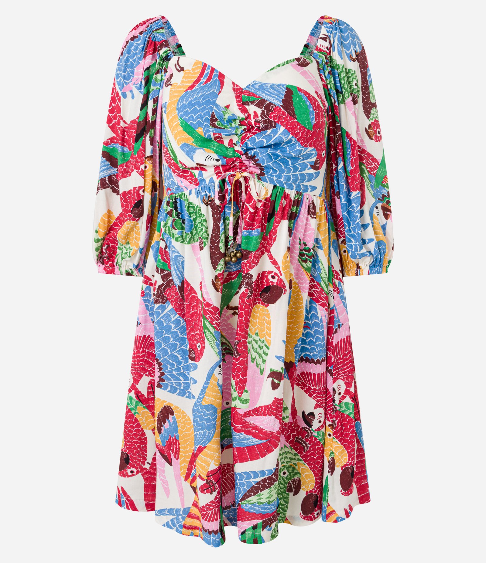 Vestido Curto em Viscose com Estampa Tropical Animais Multicores 5