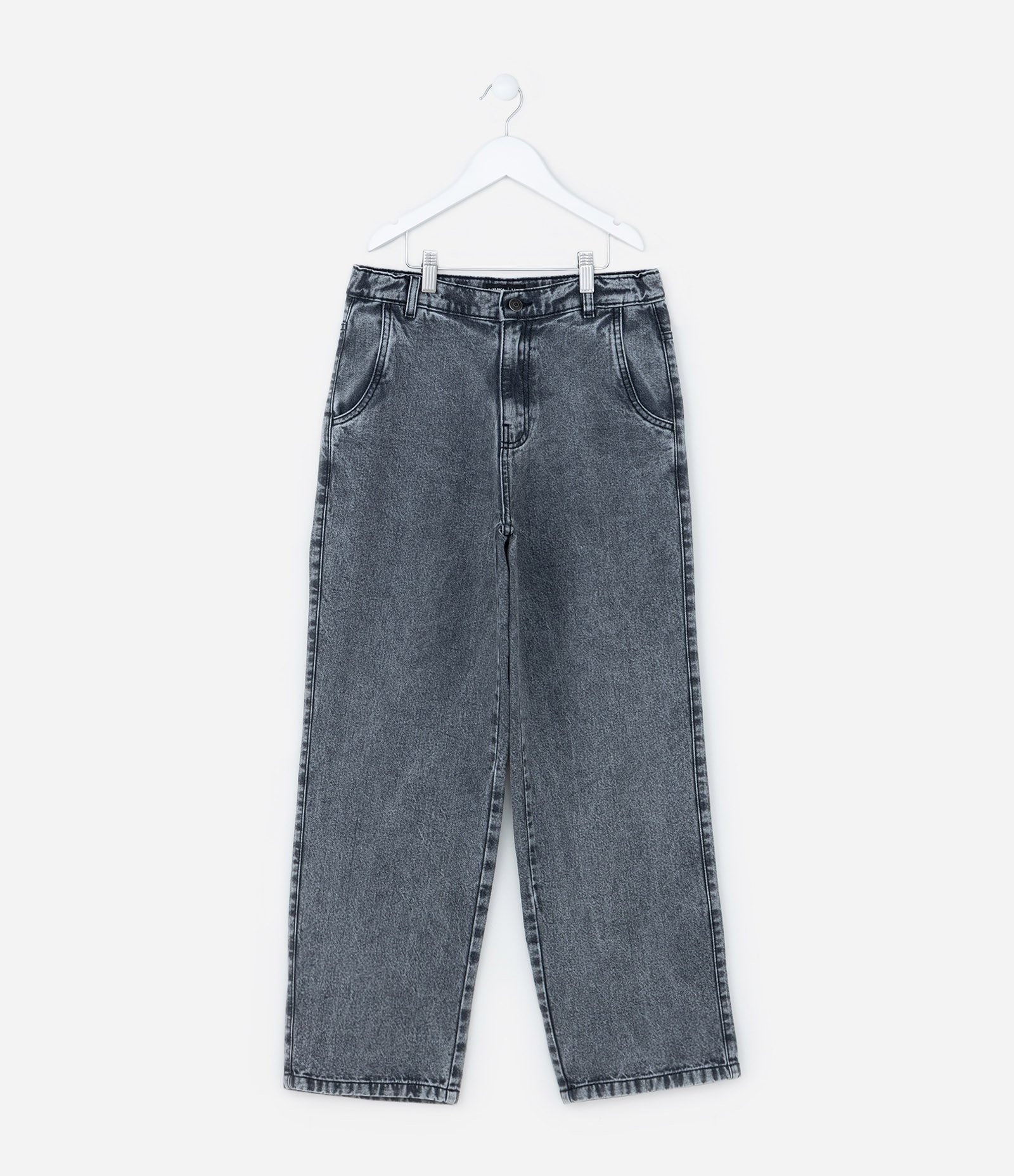 Calça Baggy Infantil em Jeans - Tam 7 a 14 Anos Cinza 1