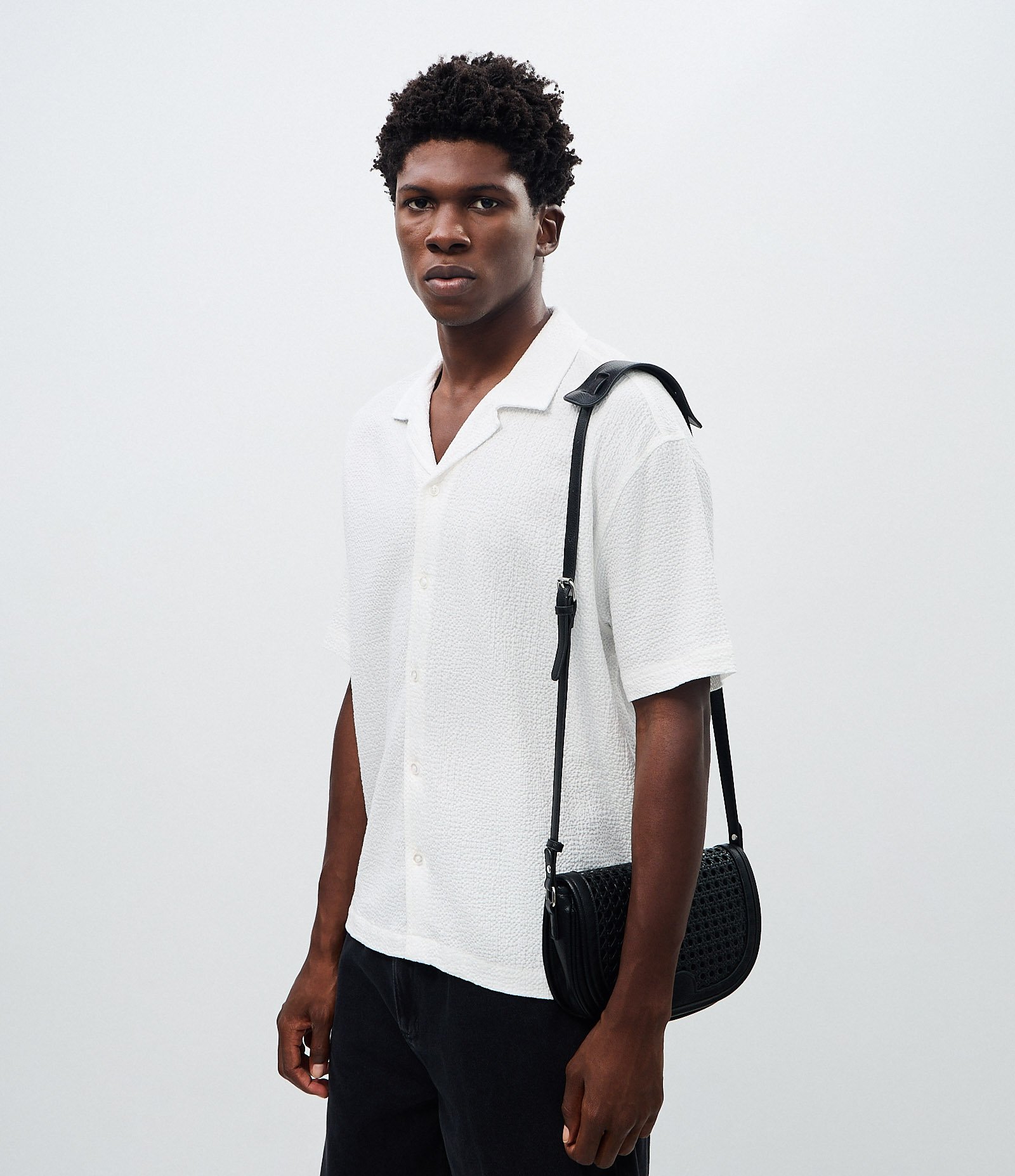 Camisa Boxy em Jacquard com Texturizado Bowling Branco 1