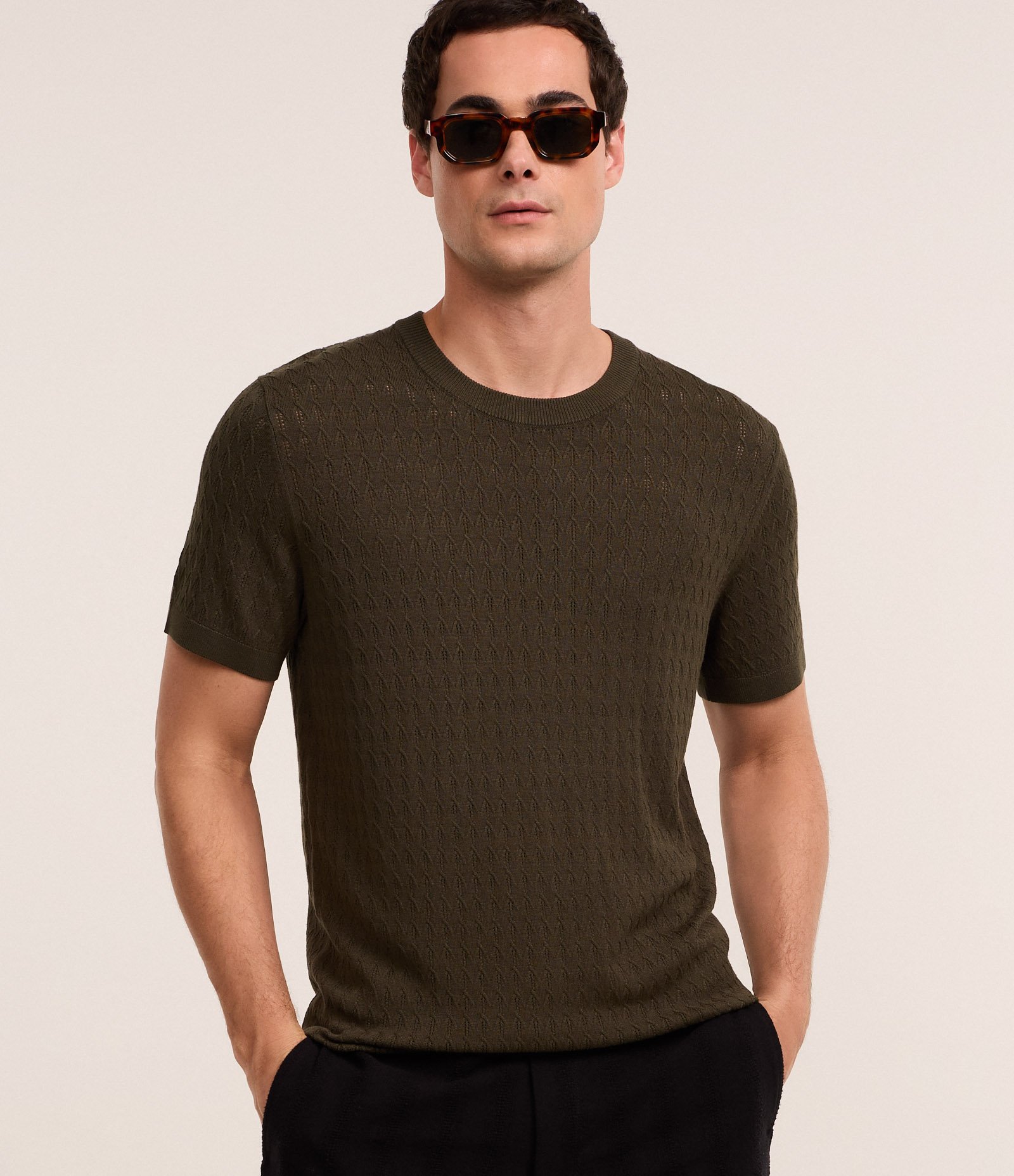 Camiseta em Viscose com Textura Zig Zag Verde 1