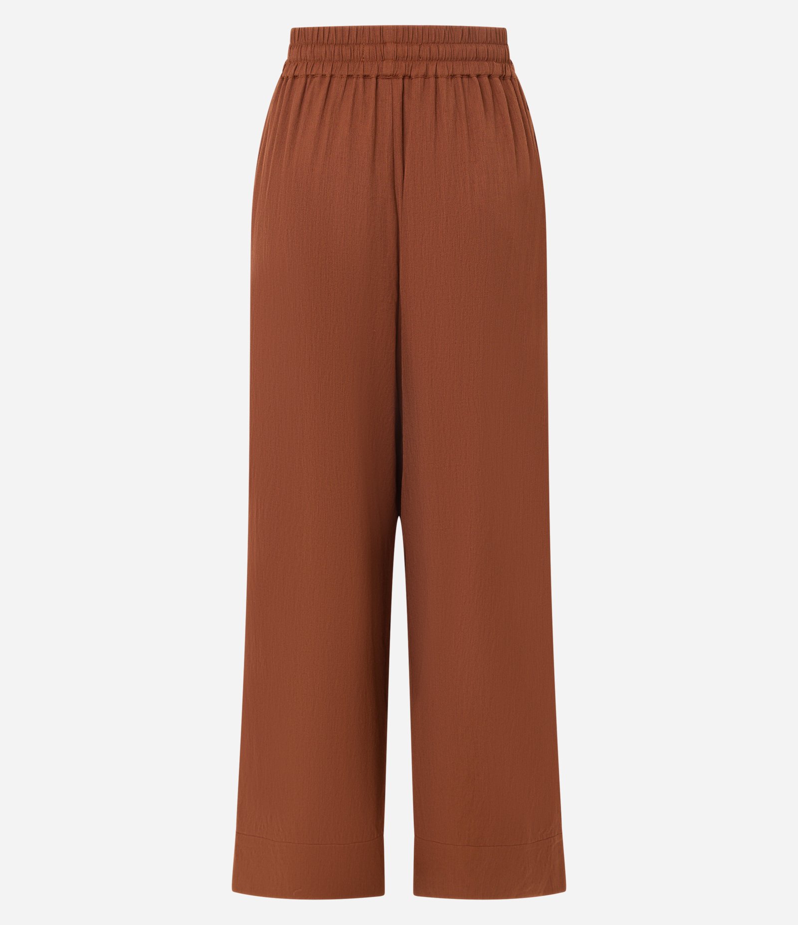 Calça Reta Fluida em Cambraia com Elástico no Cós Marrom 7