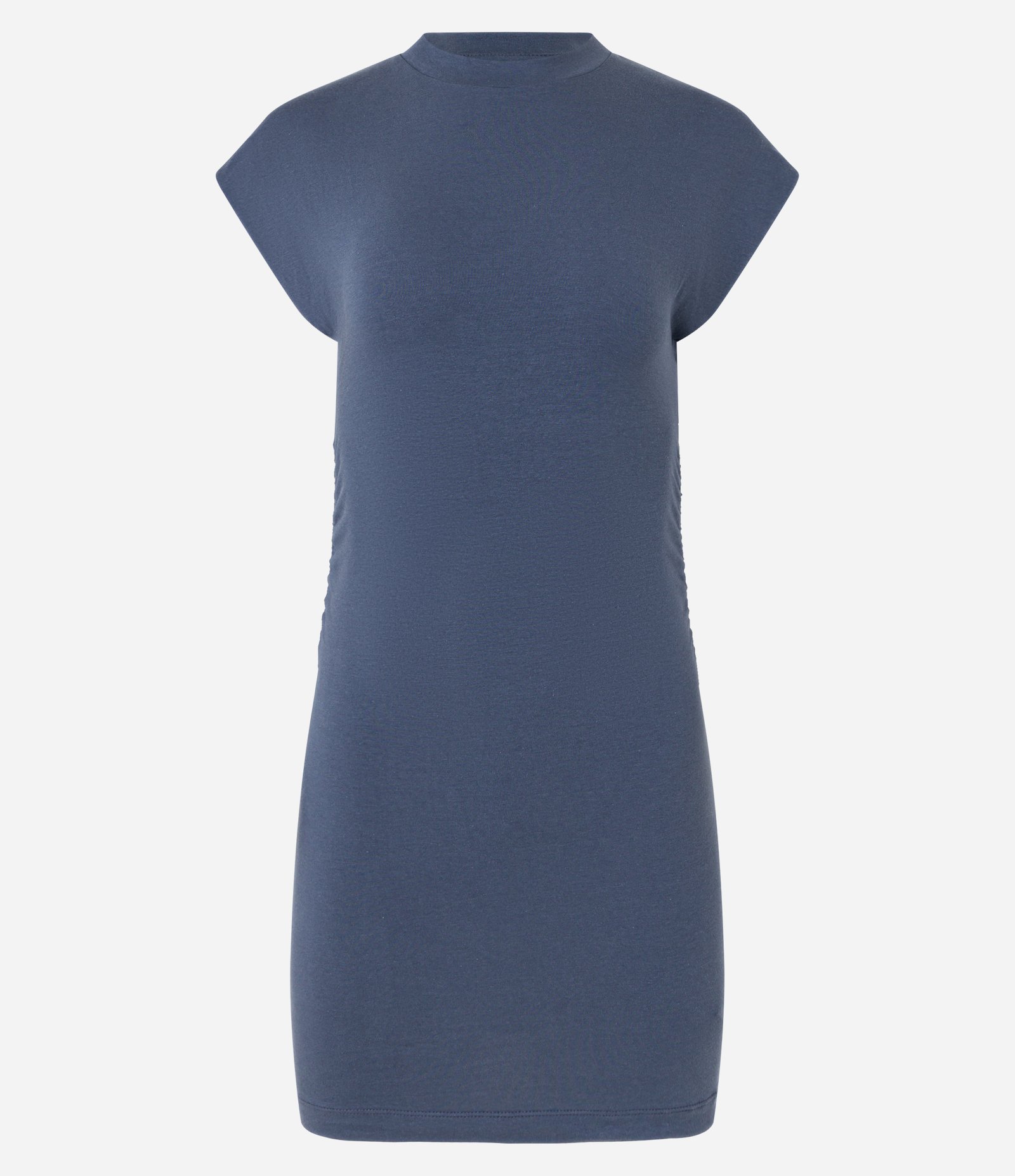 Vestido Curto em Algodão com Golinha Alta Azul 5