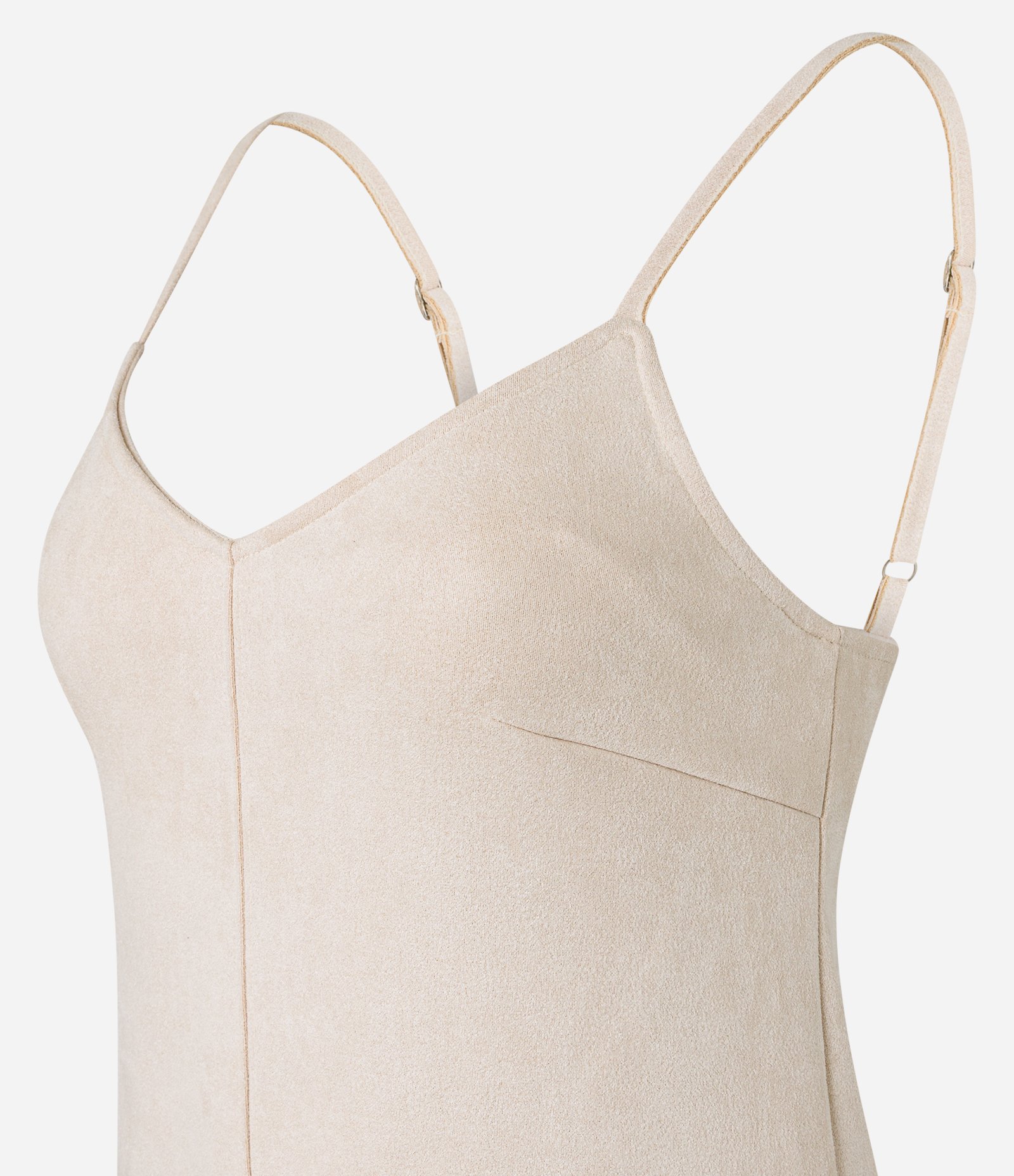 Vestido Curto em Suede com Alcinhas Finas Off White 5