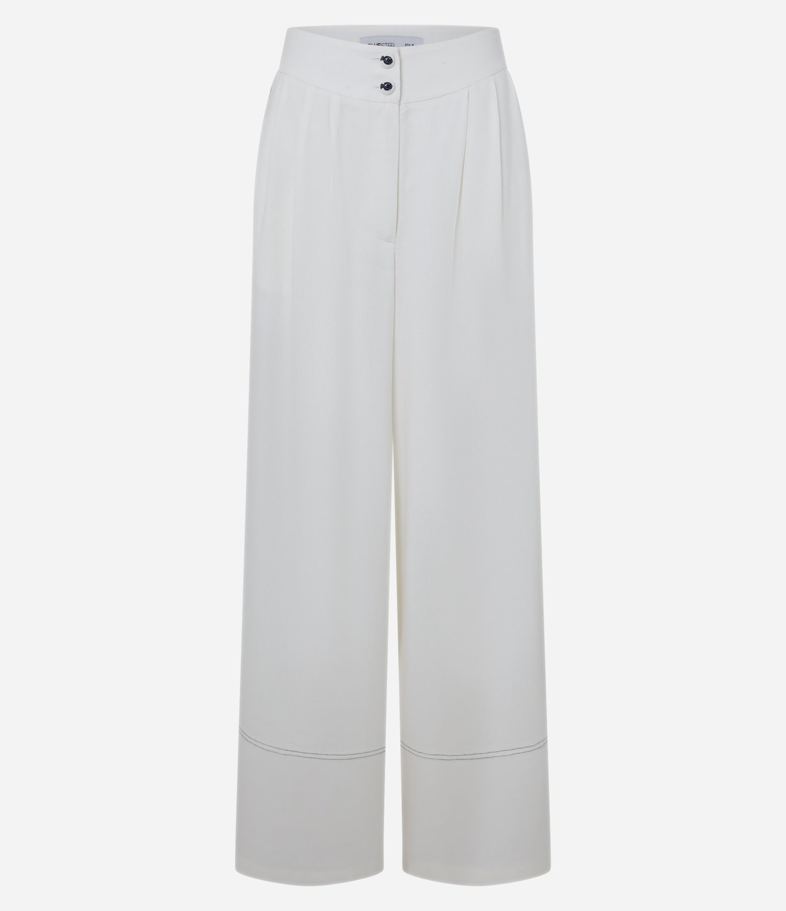 Calça Pantalona em Viscose e Linho com Barra Larga Branco 6