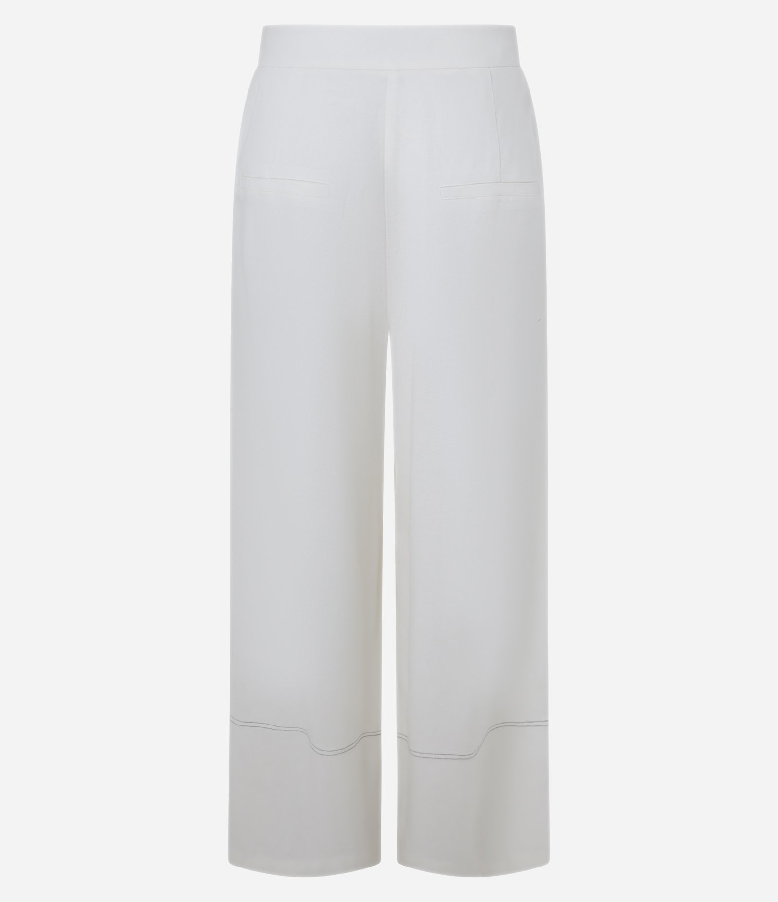Calça Pantalona em Viscose e Linho com Barra Larga Branco 7