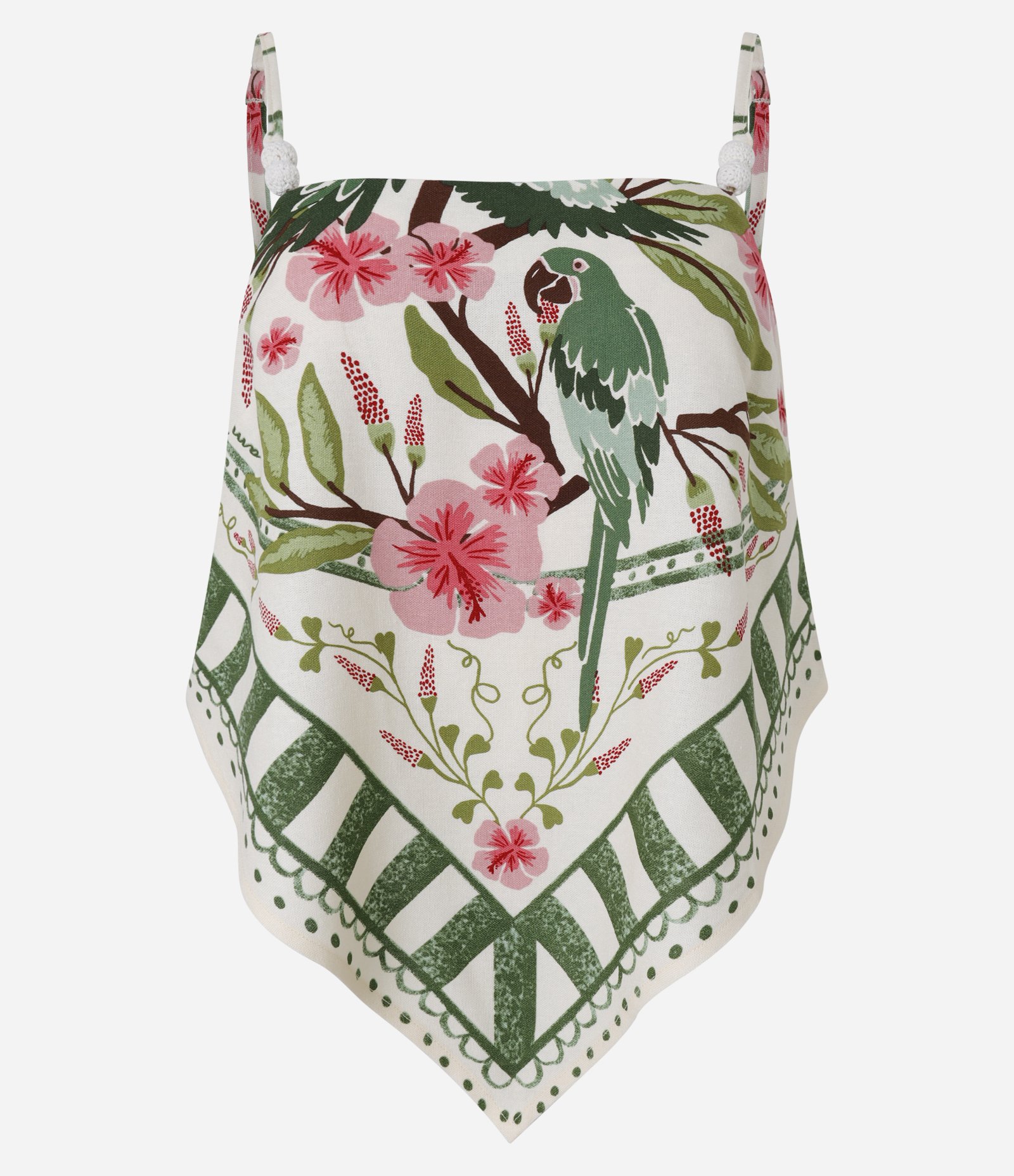 Blusa em Viscolinho com Estampa Tropical e Barra com Ponta Bege 6