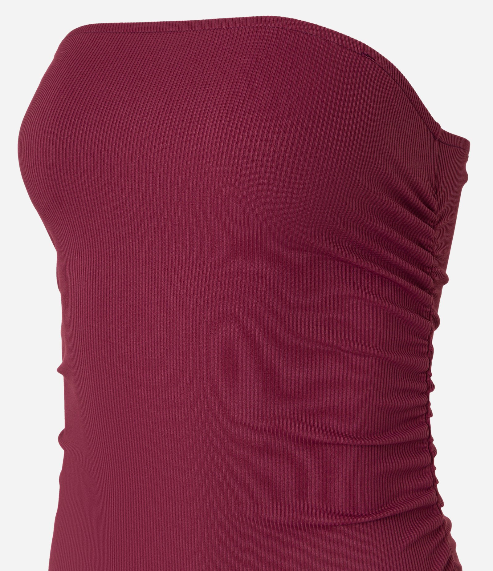 Vestido Long Midi em Microfibra com Fenda Bordô 5