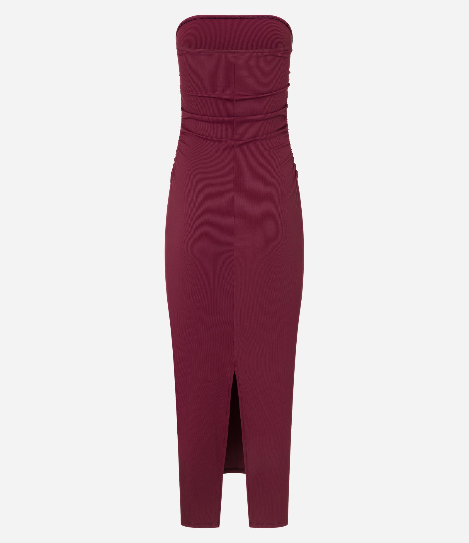 Vestido Long Midi em Microfibra com Fenda Bordô 6