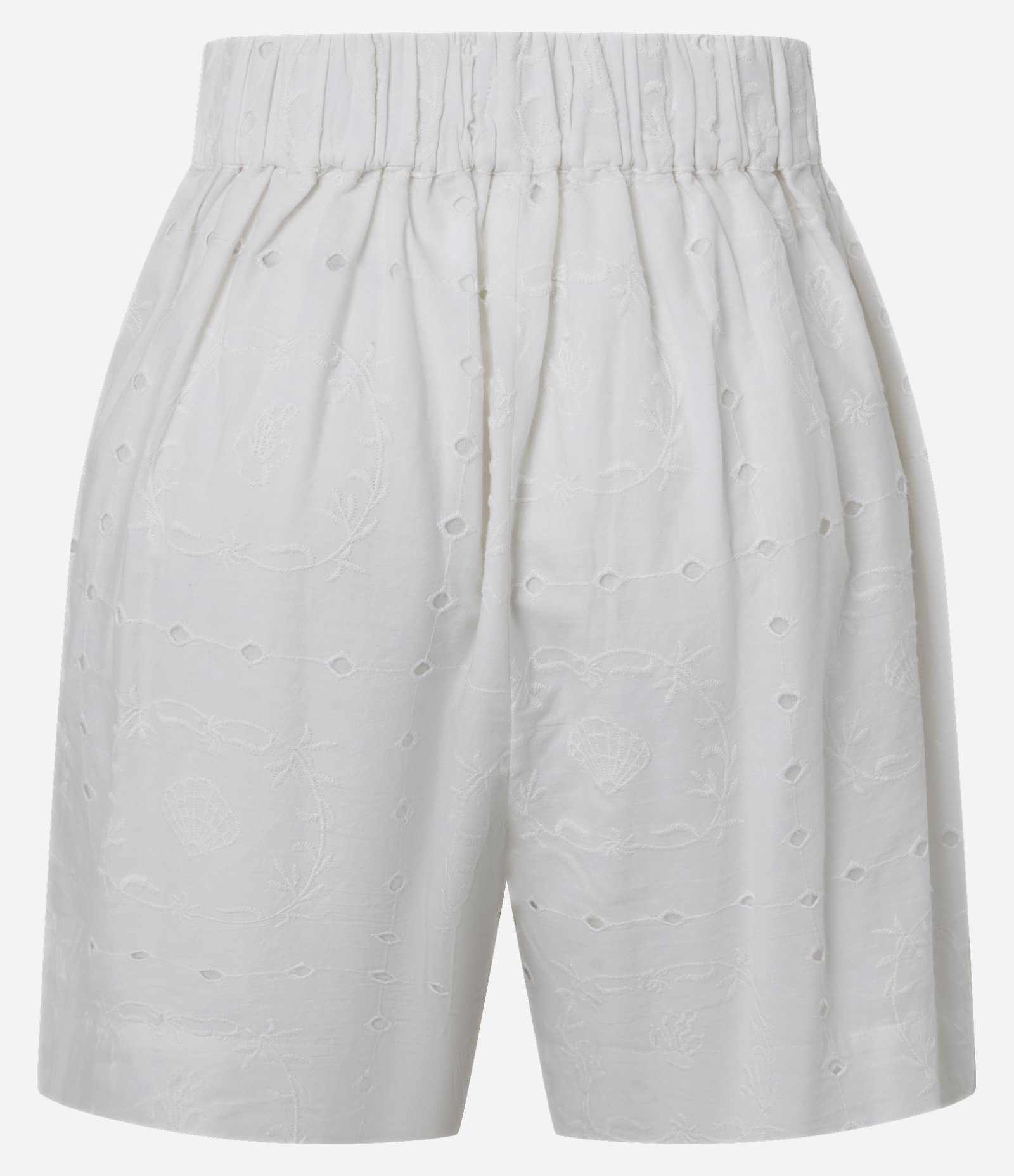 Short Cintura Alta em Laise com Bordados com Furos Branco 8