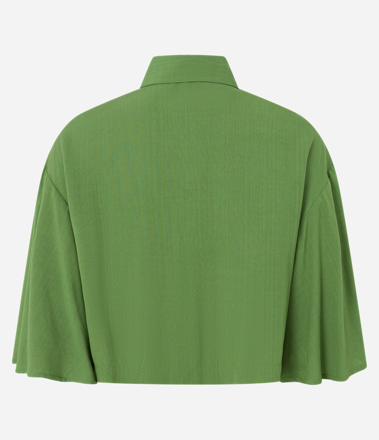 Camisa Curta com Mangas Amplas e Fechamento por Botões Verde 5