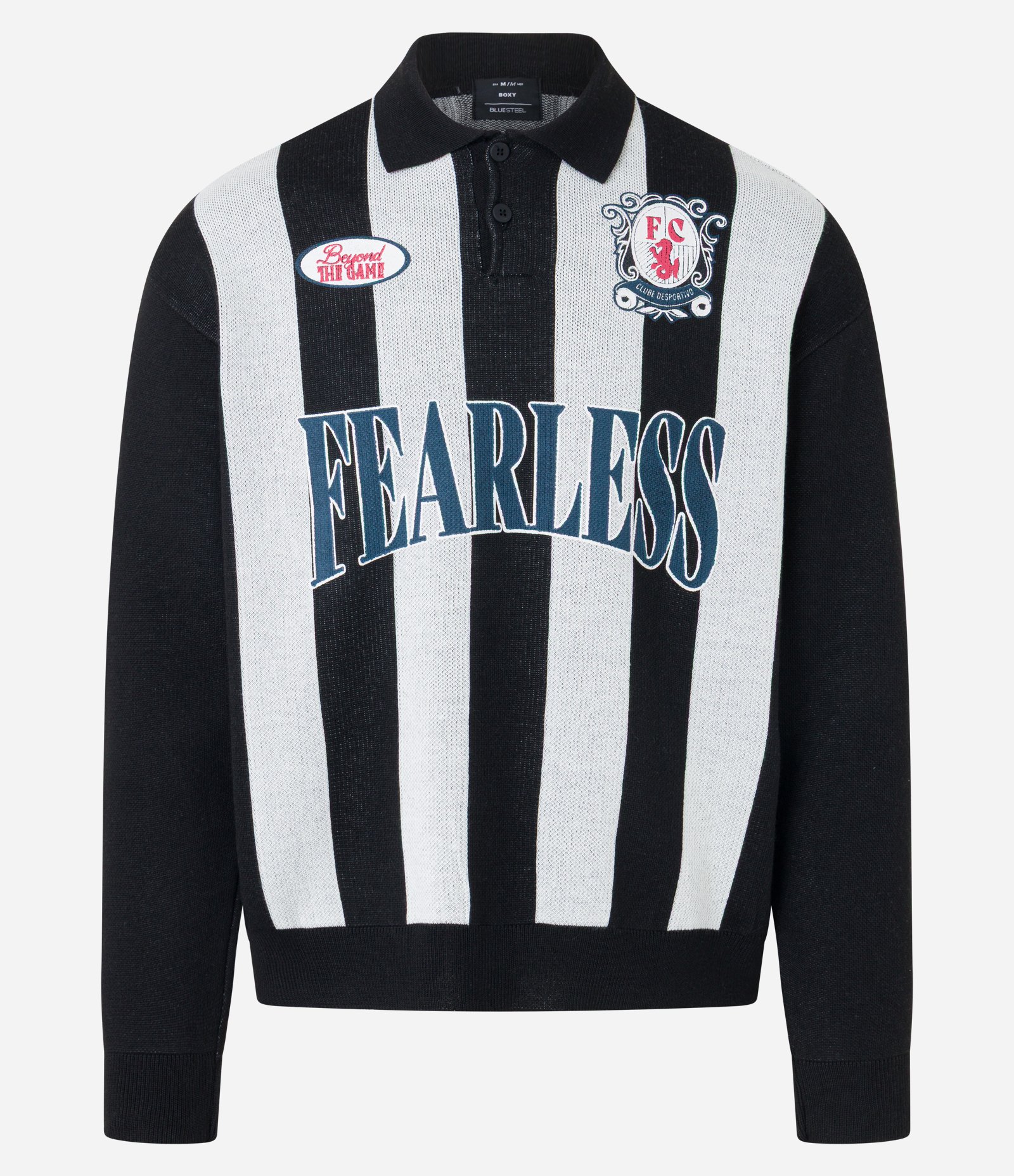 Camisa Polo Esportiva em Tricoline Listrada com Estampa Localizada e Lettering Branco 6