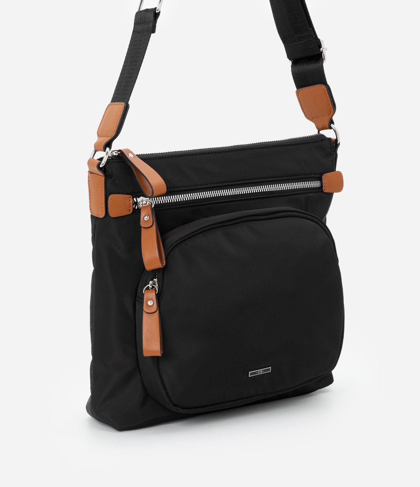 Bolsa Postman com Alça Trnasversal de Gorgurão Preto 2