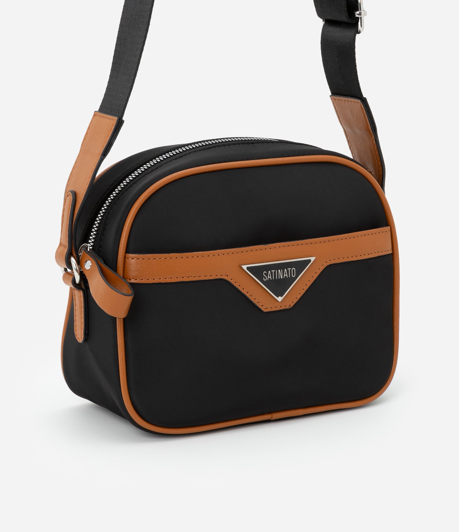 Bolsa Transversal Pequena com Detalhes Contrastantes Preto 2