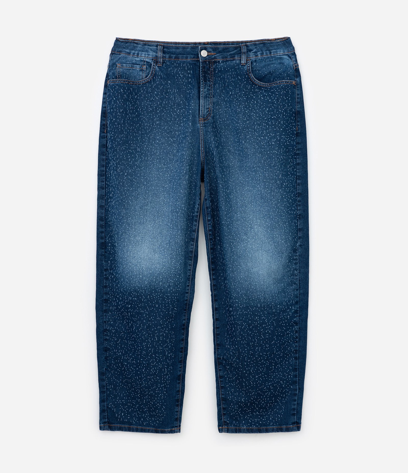 Calça Reta em Jeans com Elastano Efeito Laser Curve & Plus Size Azul 5
