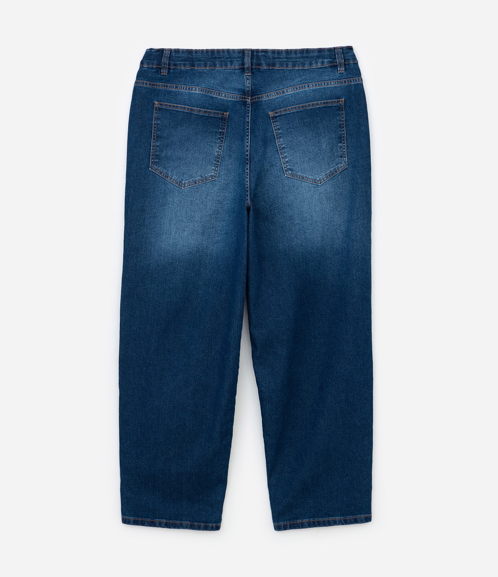 Calça Reta em Jeans com Elastano Efeito Laser Curve & Plus Size Azul 6